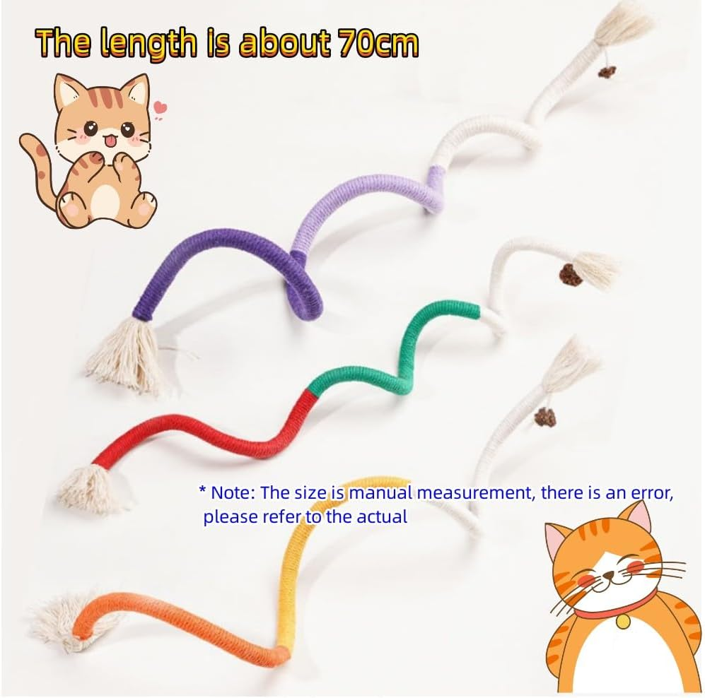 DACUAN Cotton Rope Cat Toy (Indoor Cat), 3 PCS Cat Chew Toy (Teeth Cleaning), Cat and Kitten Interactive Cat Rope Toy image number 3
