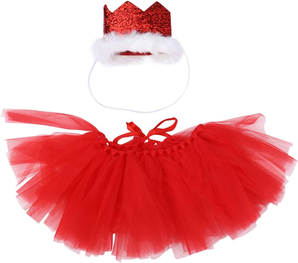 Ipetboom 4Pcs Pet Gauze Skirt Party Mesh Dog Clothes Puppy Dress Pet Supplies for Puppy Dog Crown Headband Skirt Crown Headband