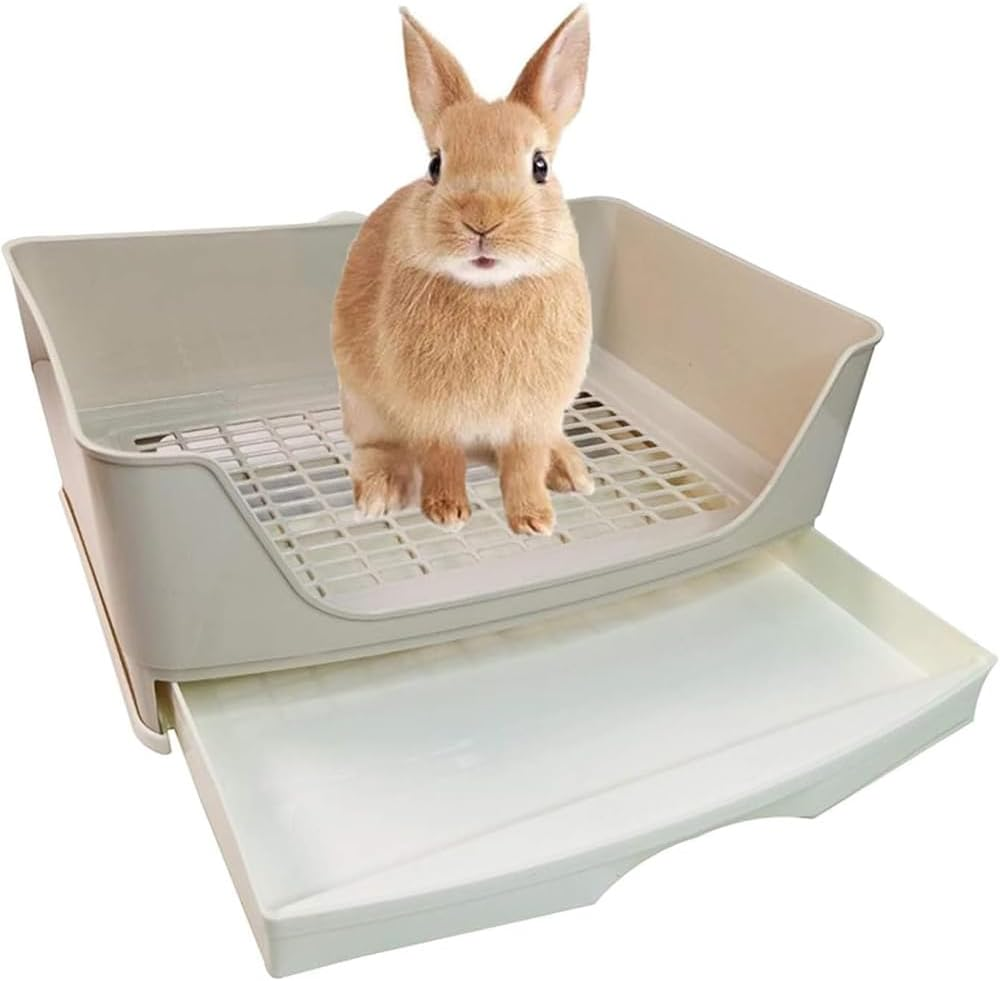 Large Rabbit Litter Box with Drawer, Bunny Toilet & Potty Corner, Pet Training Toilet for Adult Rabbits, Guinea Pigs, Chinchillas, Ferrets & Small Animals image number 6