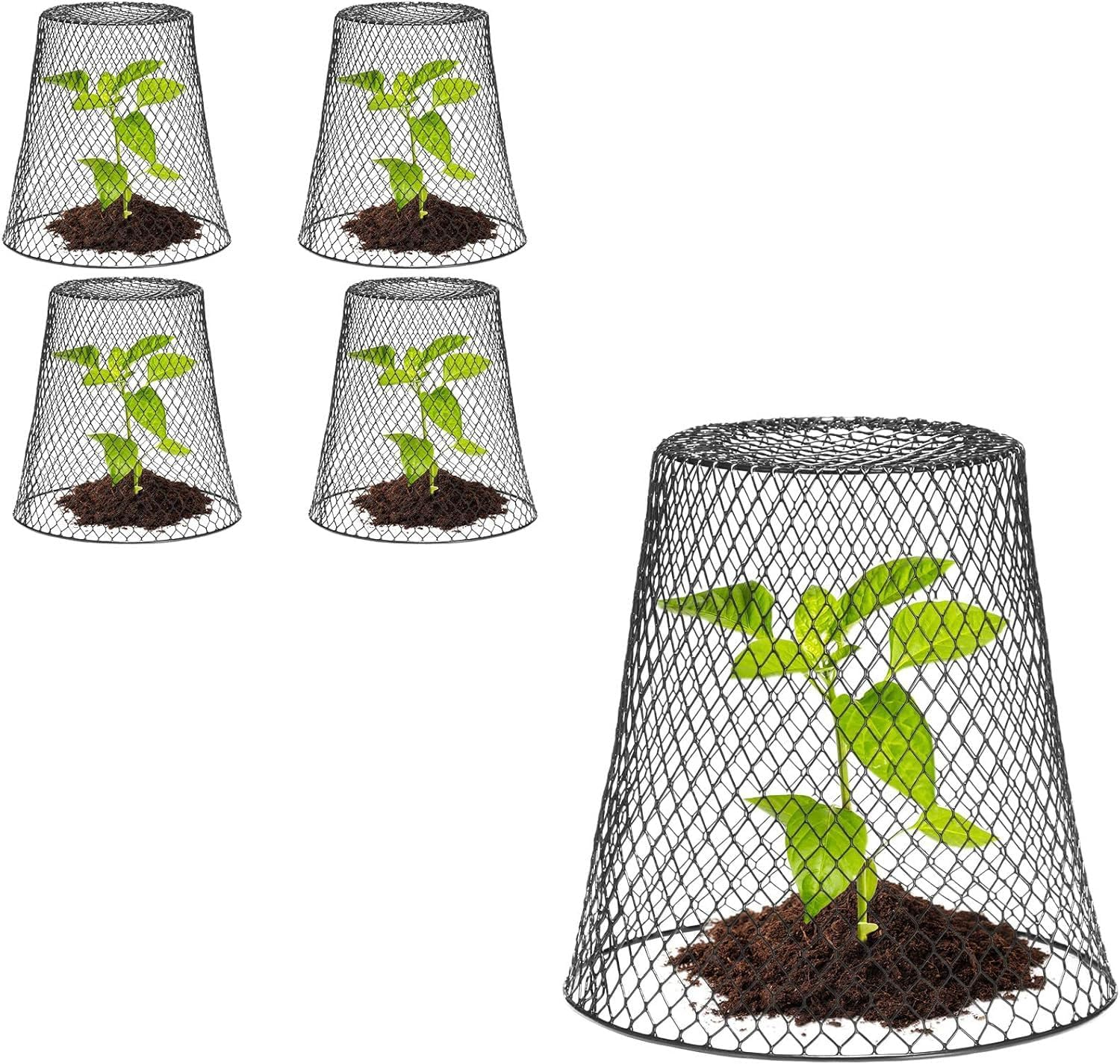Cozioz 5 Pack Heavy Duty Chicken Wire Plant Cloche with 5 Ground Stakes &ndash; Metal Garden Netting Plant Cover to Protect from Rabbits, Chickens, Birds, and Squirrels image number 1