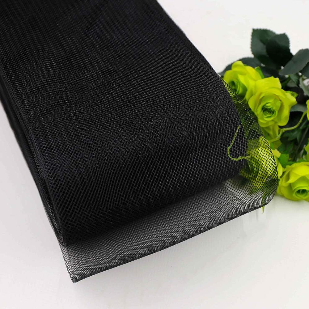 Teemico 50 Yards Stiff Polyester Horsehair Braid for Polyester Boning Sewing Wedding Dress Dance Formal Dress Accessories, Black, 3 Inch