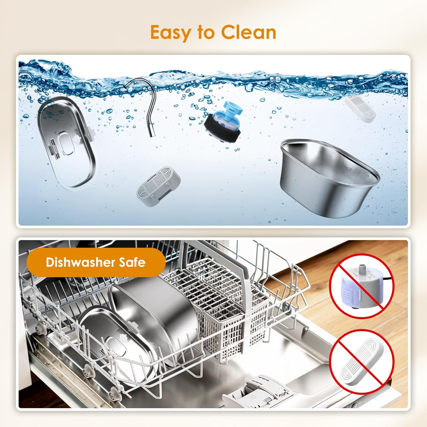 Cat Water Fountain, 3.2L/108Oz Automatic Stainless Steel Pet Water Fountain, Ship-Shaped Cat Drinking Fountains Pet Water Bowl Dispenser with Ultra-Quiet Pump for Cats, Pets, Dishwasher Safe image number 2