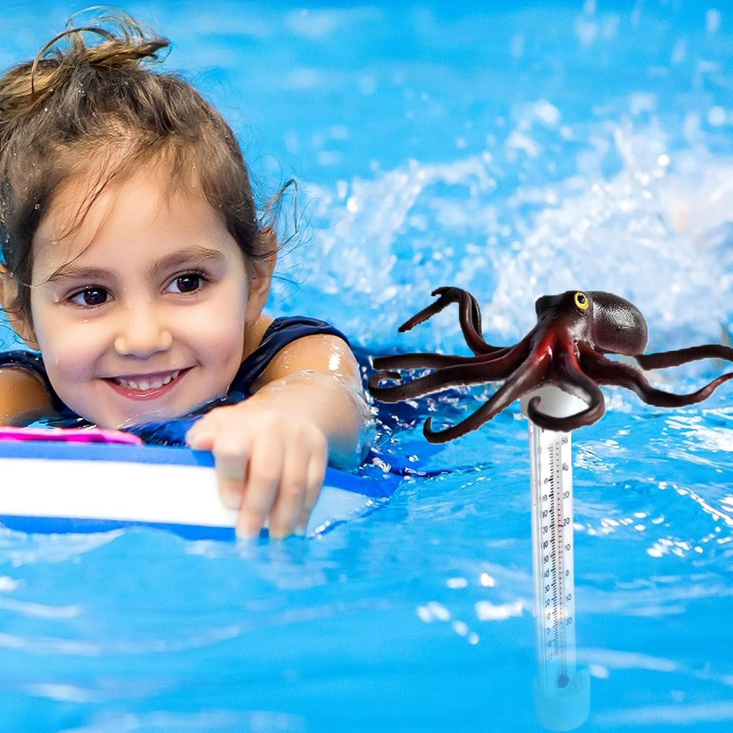 Water Temperature Sensor, Cartoon Animals Pond Meter, Large Water Temperature Gauge Pool Accessory for Swimming Family Lakes Bathtubs Spas Hot Springs Indoor Outdoor Home image number 4