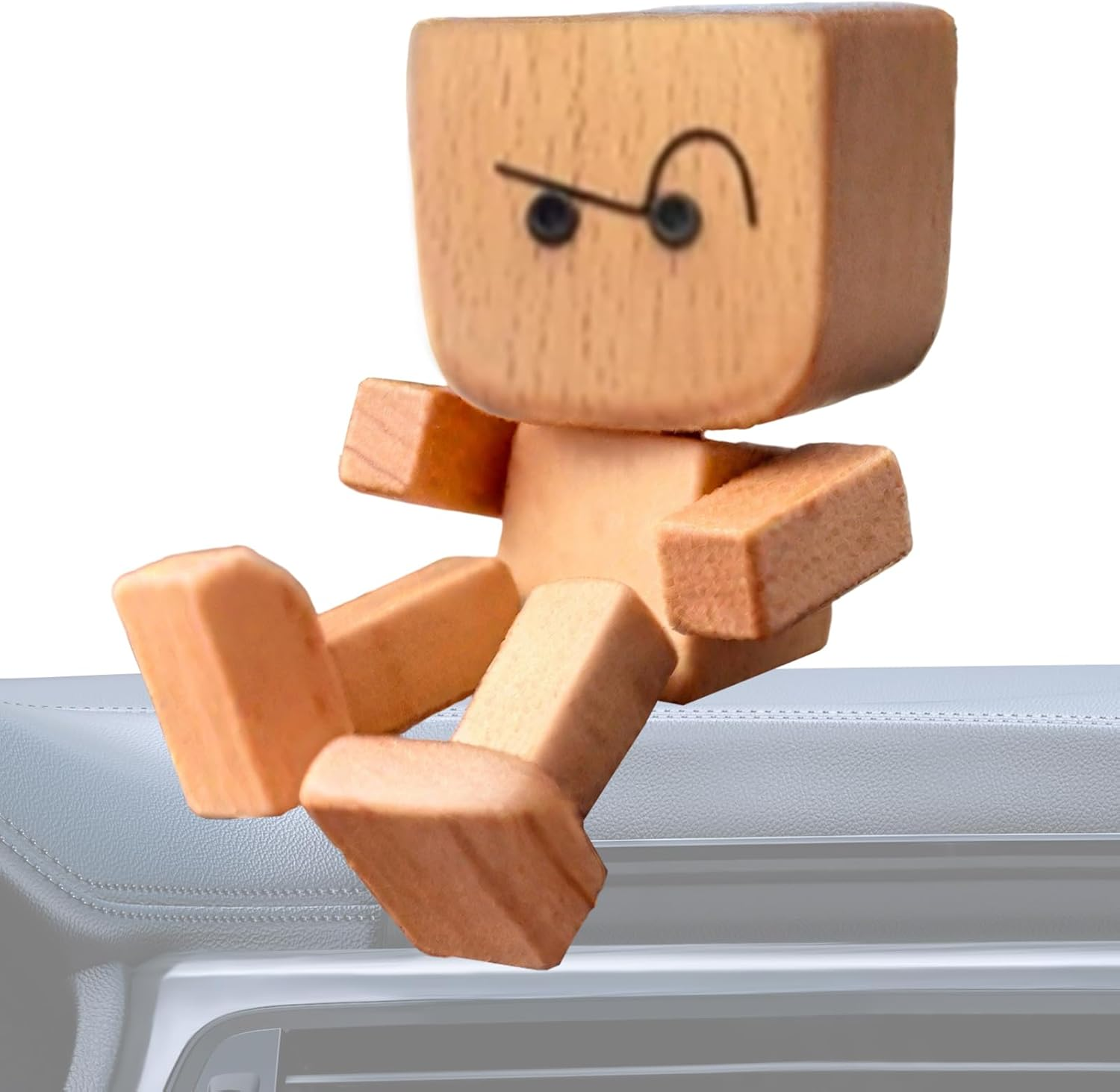 Shaking Wooden Man Figurine, Shaking Wooden Man Car Decorations, Statue for Automotive Console Scooters Sedans Pickups Trucks Commutes Road Trip Birthday