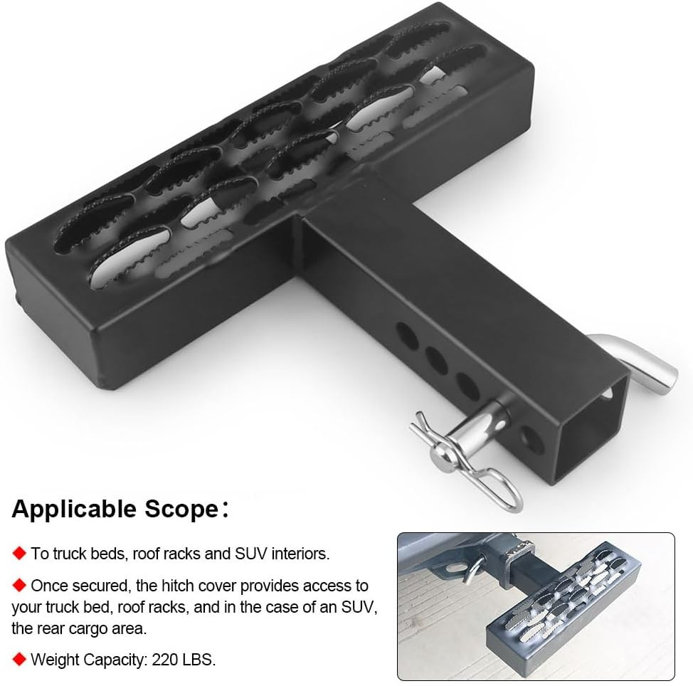 Dyno Racing 500 LBS Hitch Step Anti-Skid Teeth and Rust Towing Bumper Guard Hitch Steps with Pin Fits 2 Inch Receivers for Pickup Truck RV SUV (30CM)