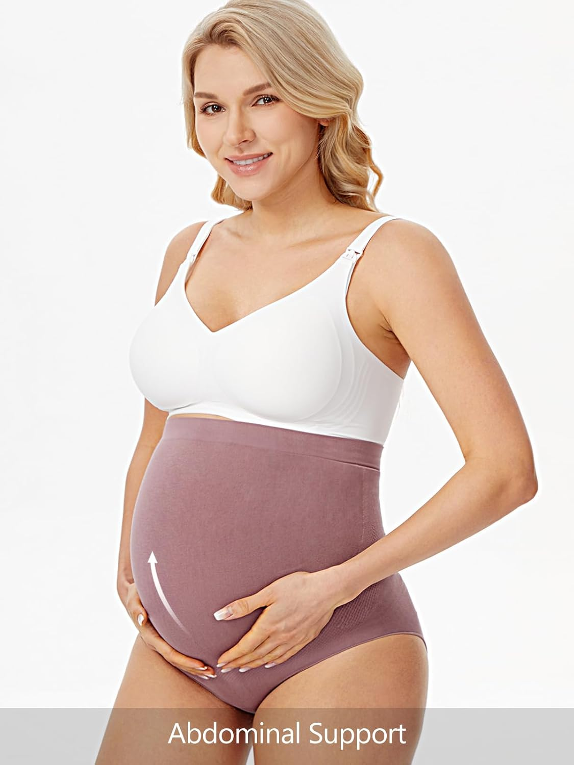 Angelhood Maternity Underwear over Bump, Seamless Maternity Support Panties, plus Size, Multi Pack image number 6