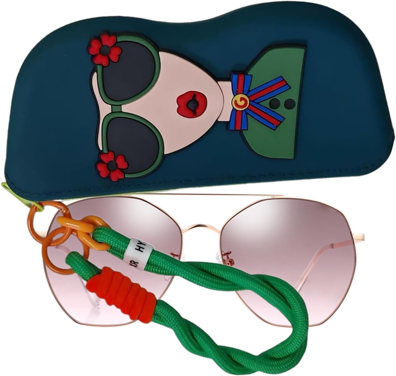 Cute Glasses Case | Cute Sunglasses Case for Women,Sunglass Organizer Storage Bag, Zipper Pouch Silicone with Wrist Strap for Eyewear Organization and Storage