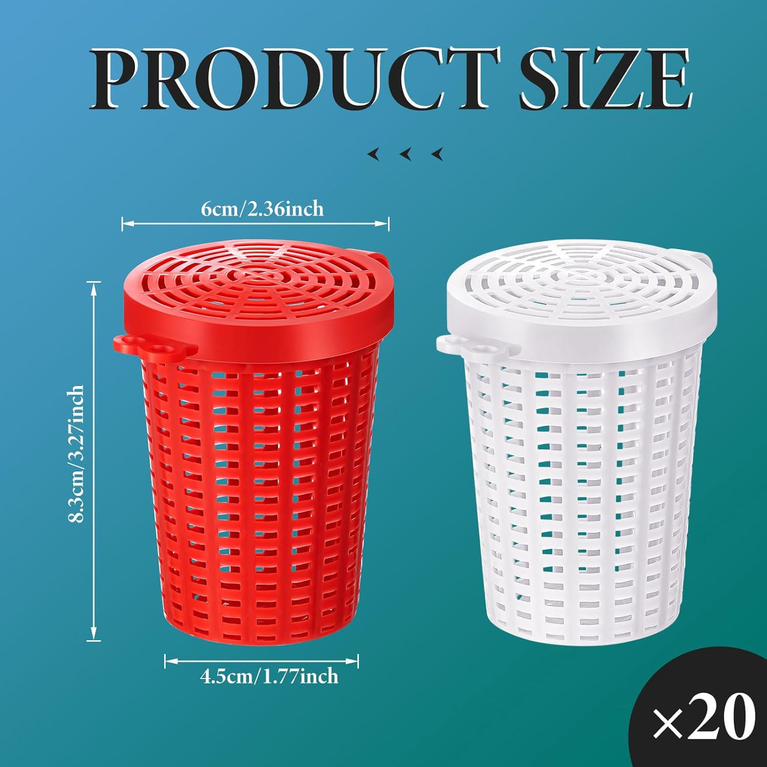 Blushtier 20 Pcs Fishing Bait Cage Fish Lure Feeder Basket Holder Plastic Bait Bucket for Shrimp Earthworm Crab Carp Catfish Traps Cast Net image number 4