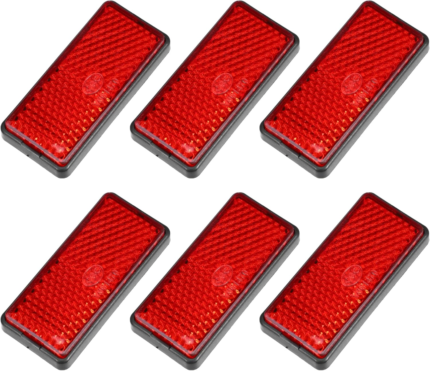 X AUTOHAUX 6 Pcs Rectangular Stick-On Safety Spoke Reflective Self Adhesive Reflector for Gate Posts Cars Trailer Motorcycle Trucks Boat Bicycle Bike Red