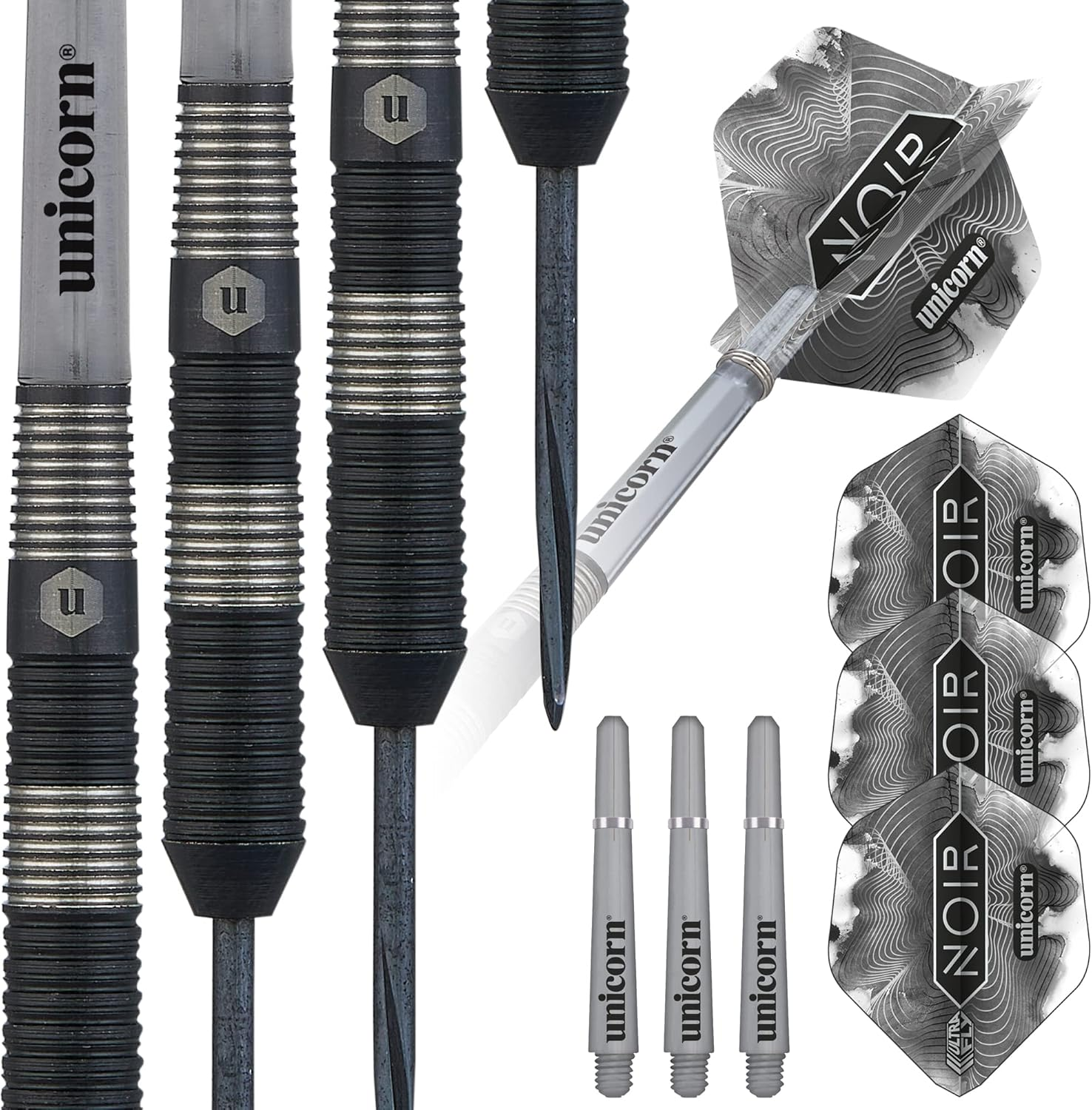 &lrm;Unicorn Darts Set | Noir Style 3 | 90% Tungsten Barrels With image number 1