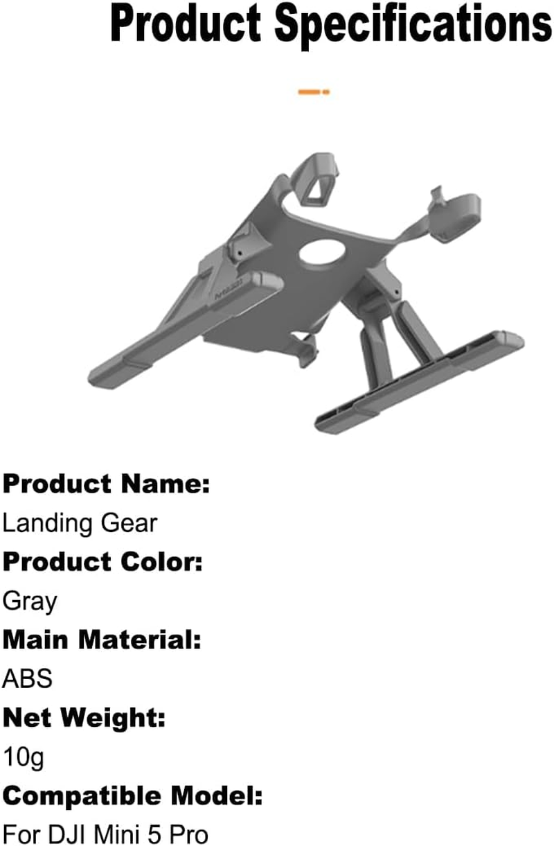 Cochanvie Foldable Landing Gear for DJI Mini 5 Pro, Height Increase Tripod Extend Leg Protection Bracket for DJI Mini 5 Pro Drone Protector Accessories image number 1