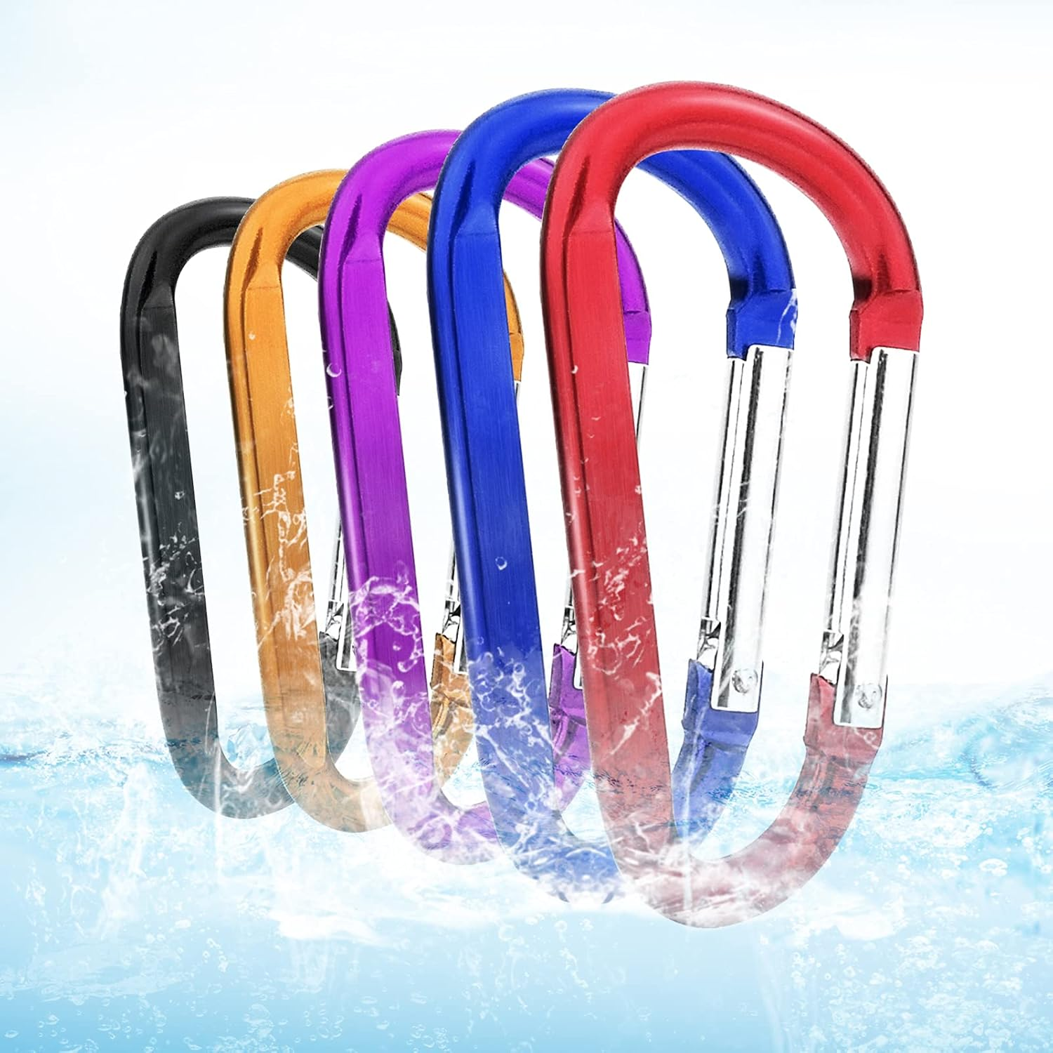 10 Pack 3'' Aluminum Spring Snap Hook Carabiner D Ring Carabiner Clip Camping Accessories Fishing Hiking Traveling and Keychain Craebuer, Colour, 3 image number 4