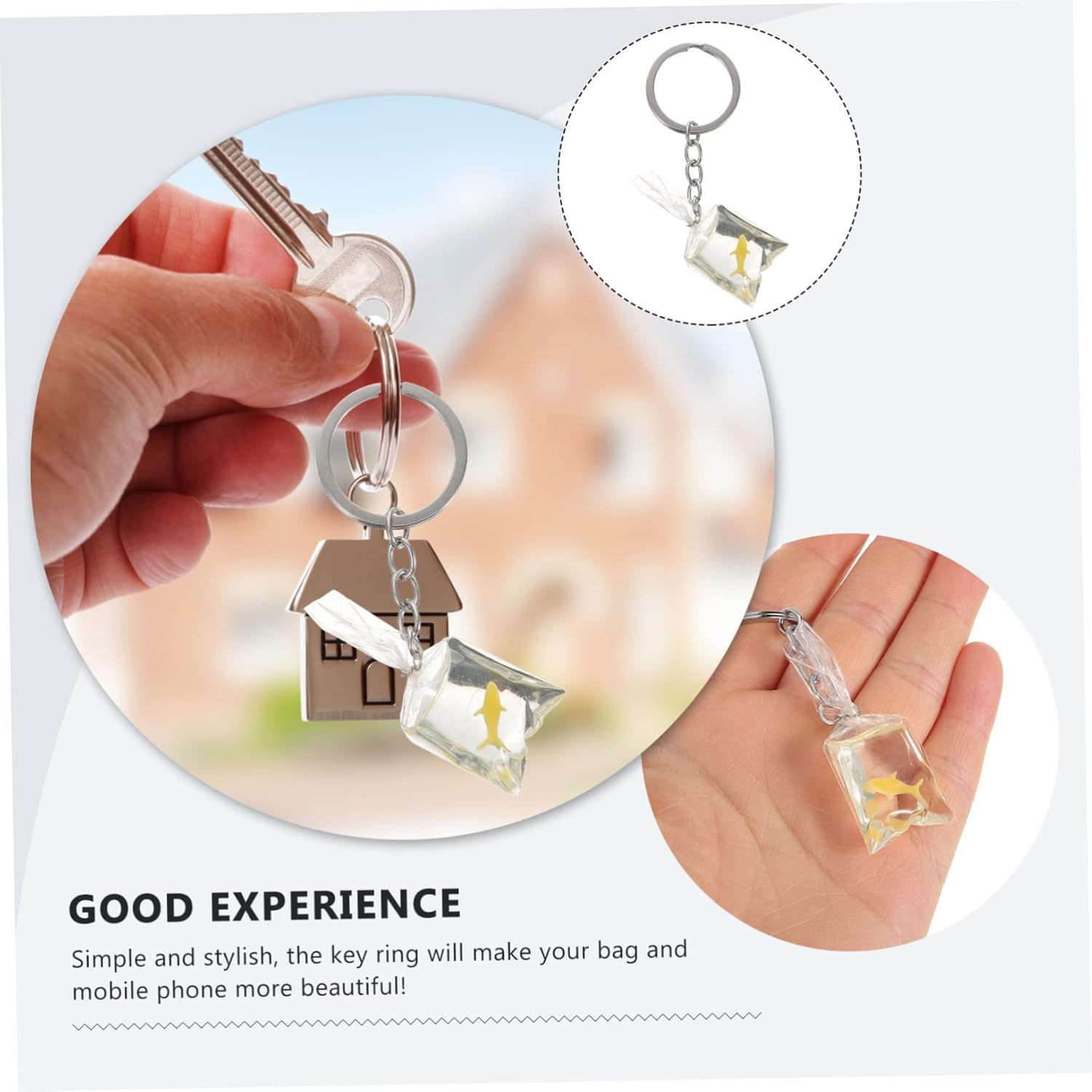 LIFKOME 2Pcs Cute Keychains for Girls Fish in Bag Design Lightweight Keyring Charm image number 6