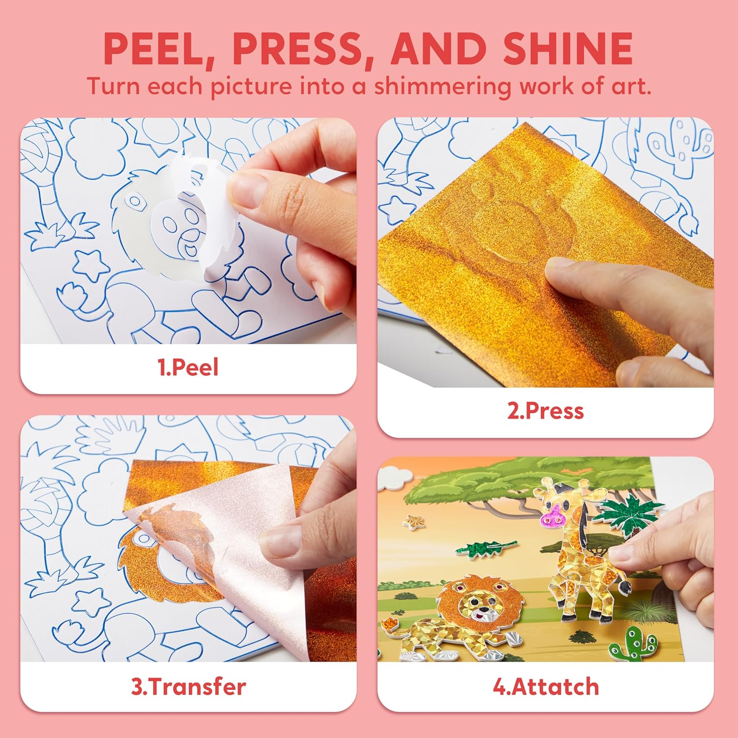 Klever Kits Foil Art Kit for Kids - Arts & Crafts Supplies, Mess Free Coloring, Animal Foil Foam Stickers, Creative Travel Toys, Birthday Gifts for Boys & Girls Ages 4 and Up image number 1