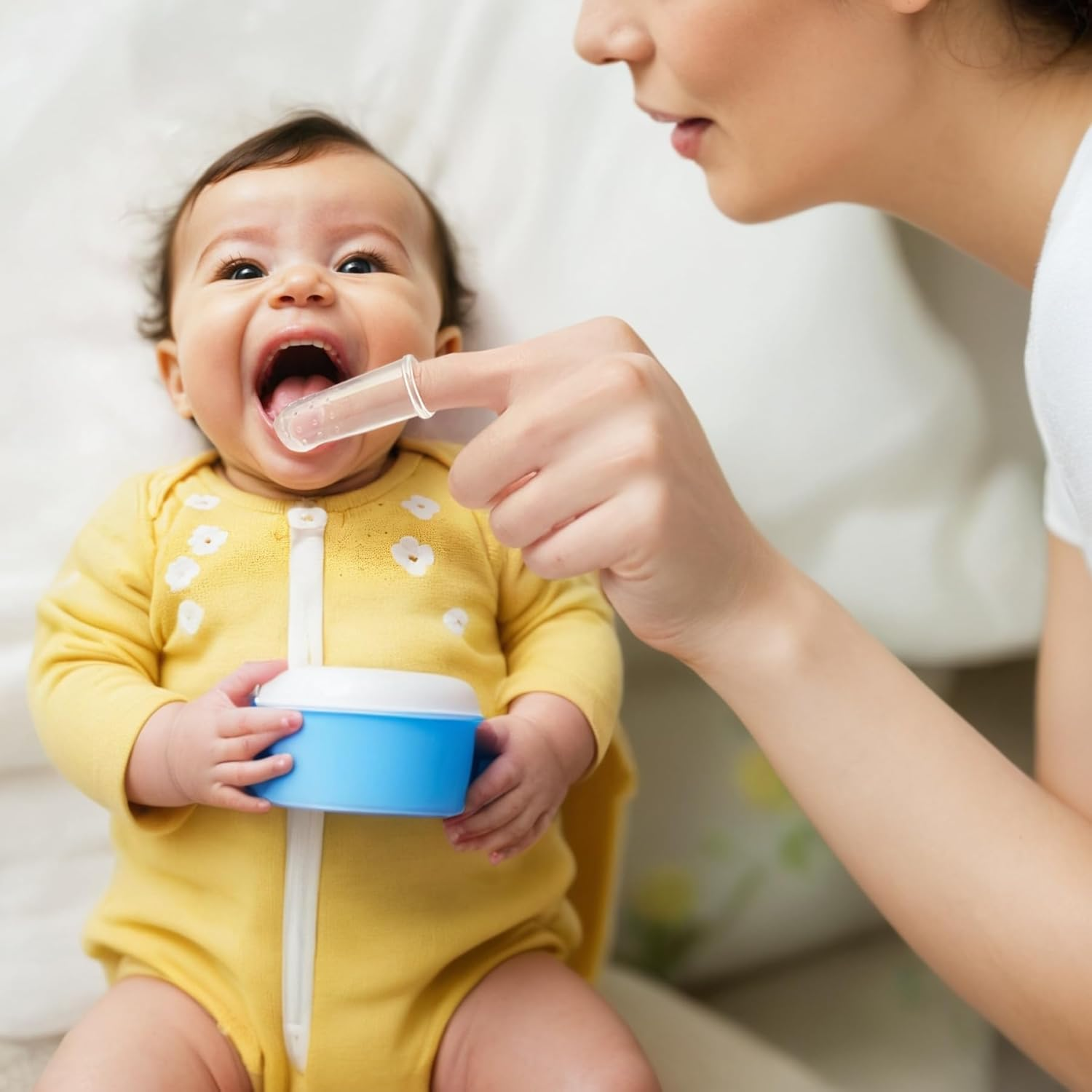 4-Pack Baby Finger Toothbrushes for Teething Training, Silicone Oral Cleaning Brushes with Storage Case - Infant and Toddler Gum Massage Tools image number 3