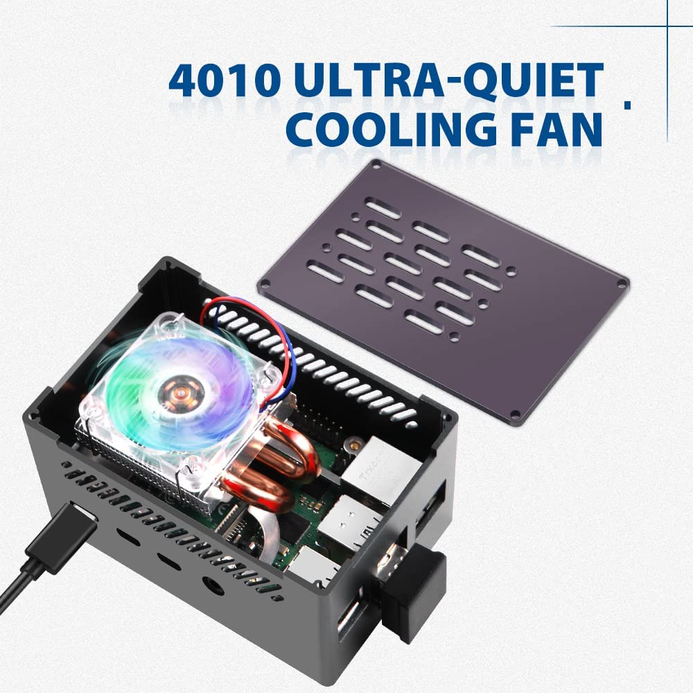 Geeekpi Aluminum NAS Case for Raspberry Pi 4 with ICE Tower Cooler and M.2 SATA SSD Adapter Board, PWM Cooling Fan with Heatsink for Raspberry Pi 4 Model B Only image number 1