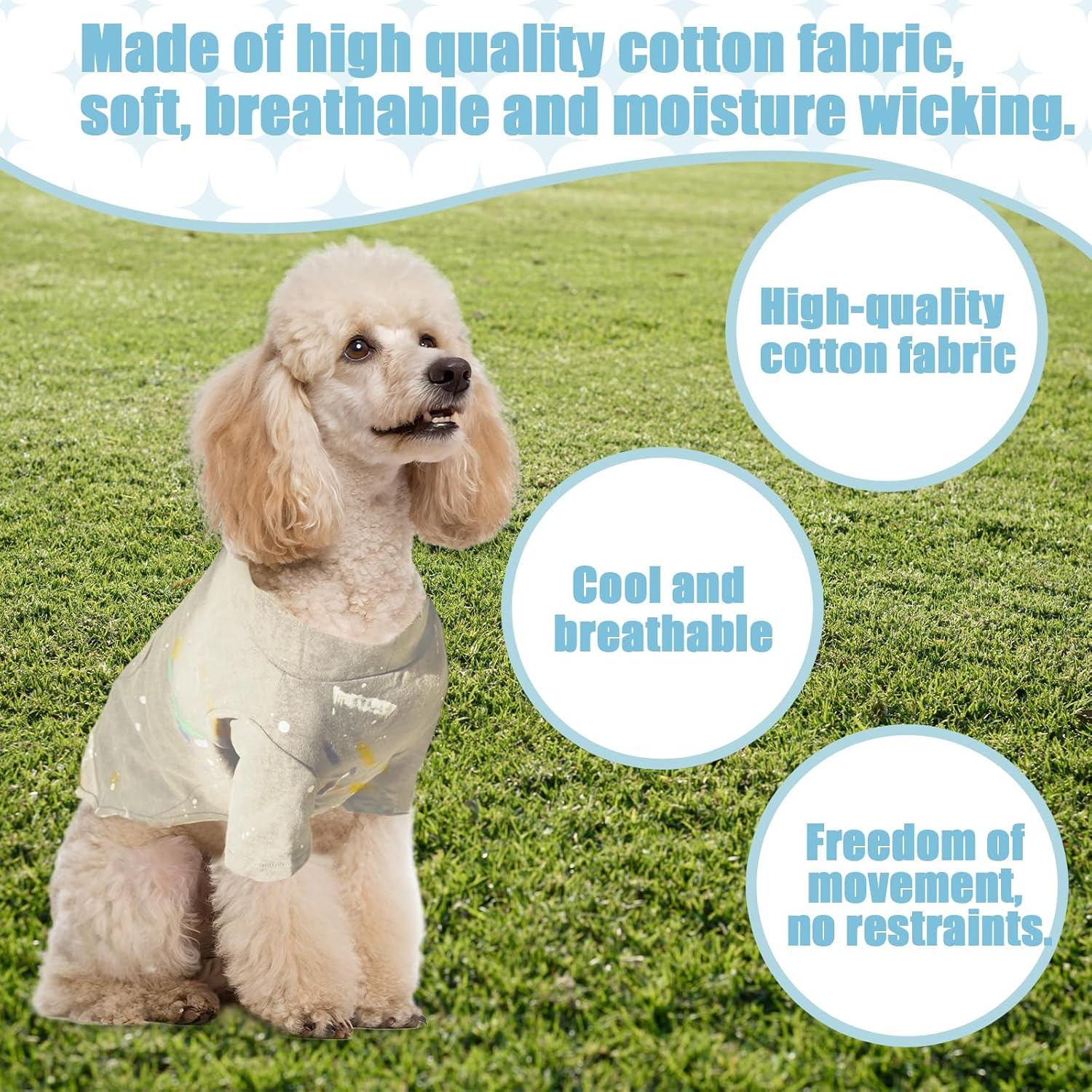 NILLOS Dog Jumper, 1 PCS Fashion Dog Vest for Small and Medium Dogs & Cats (Beige, XL) - Grey Ink Splash Pattern image number 2