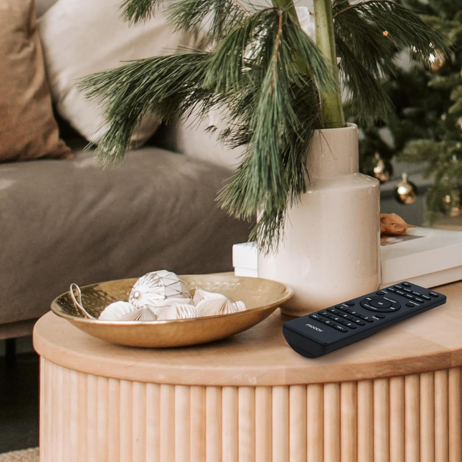 MOOOV 477380 Wireless Micro Hi-Fi System Wood Effect CD Player FM Radio with Remote Control image number 2