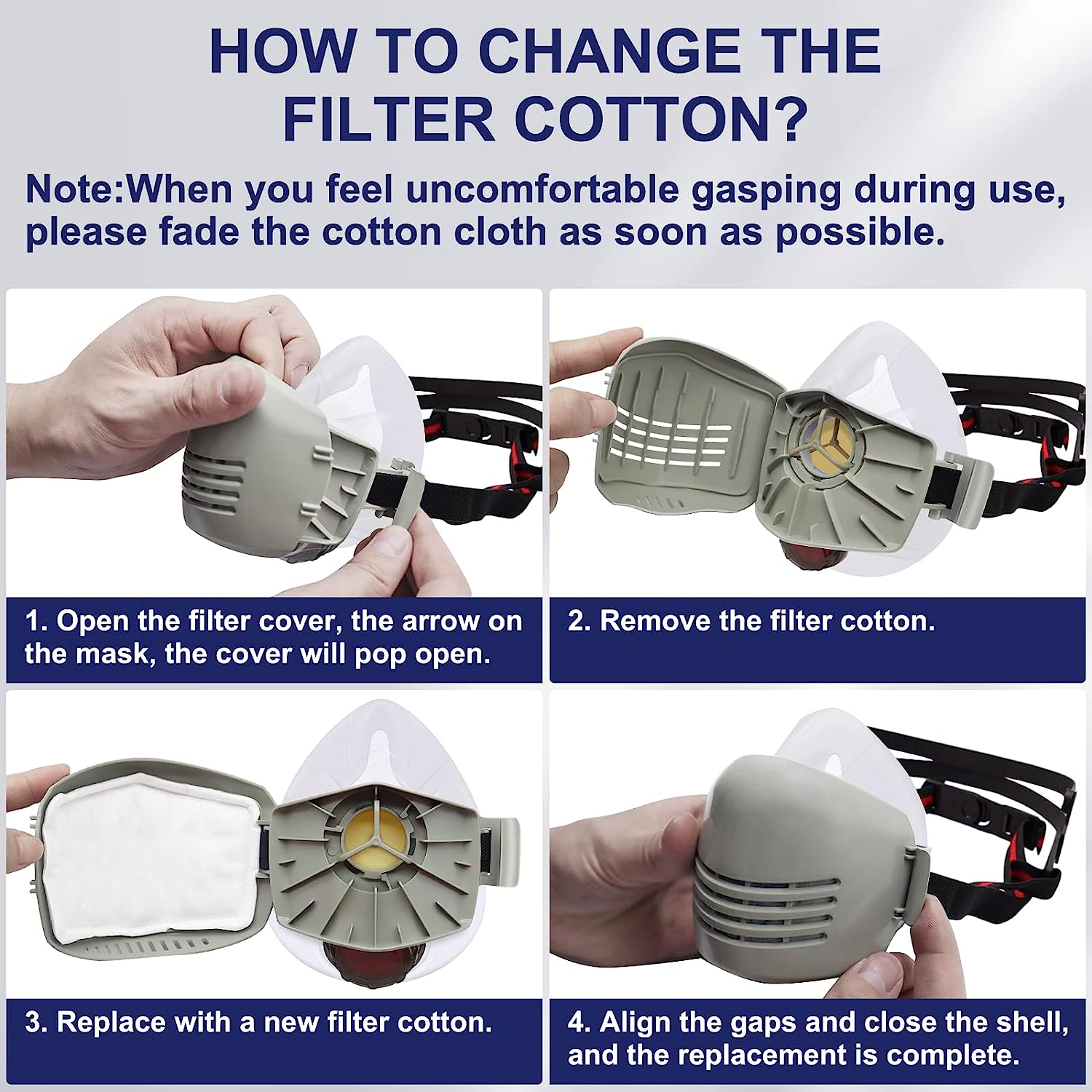 Safe Dust Mask Reusable with 10 Pieces Filter Breathing Mask Safe Industrial Mask (Silicone Food Material) Suitable for Painting, Woodworking, Decorating, Painting, Dust image number 4