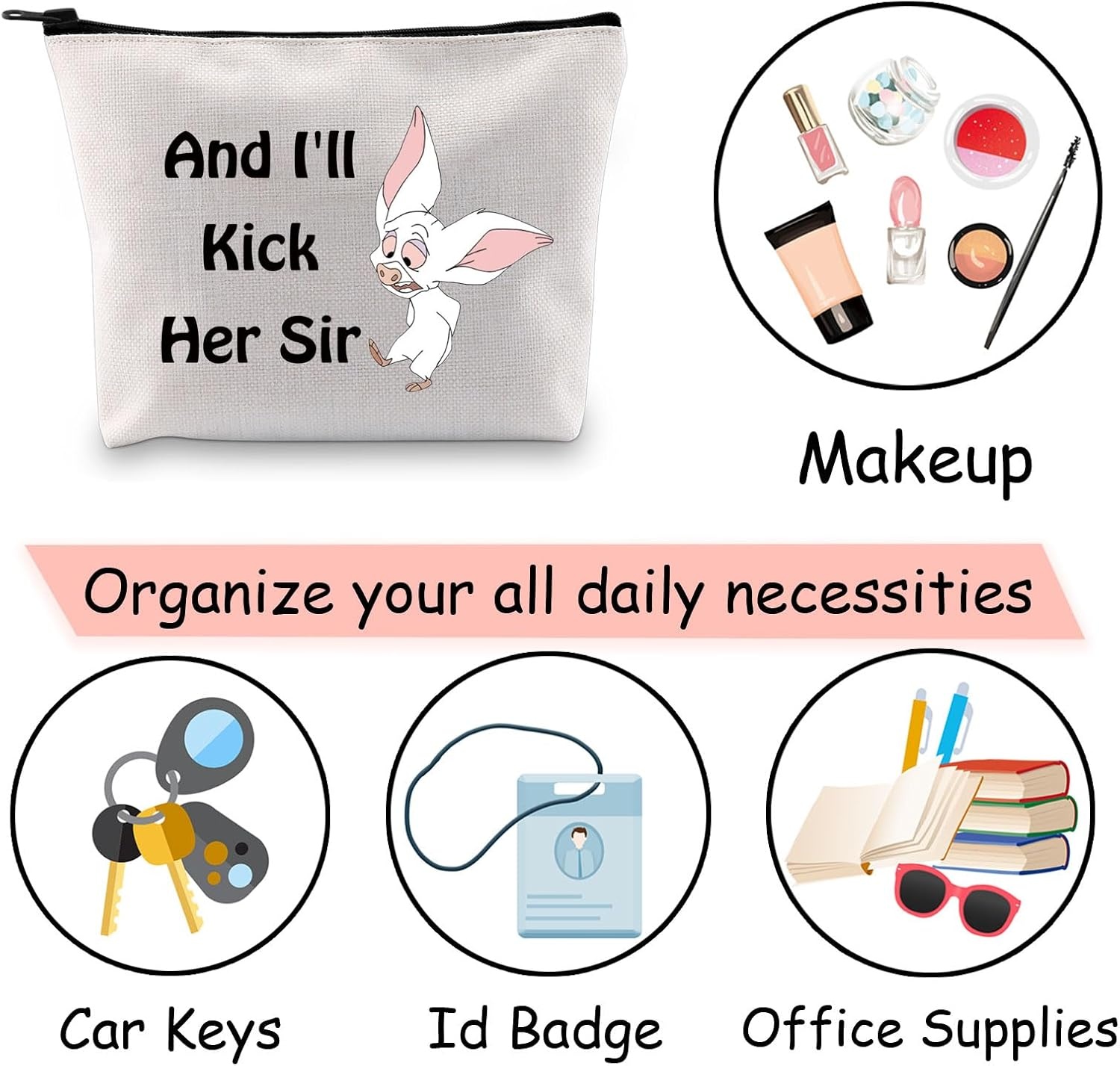 JXGZSO Anastasia Bartok Inspired Cosmetic Bag Anastasia Bartok Movie Lover Gift and I'Ll Kick Her Sir Makeup Bag, and I'Ll Kick Her Sir image number 3