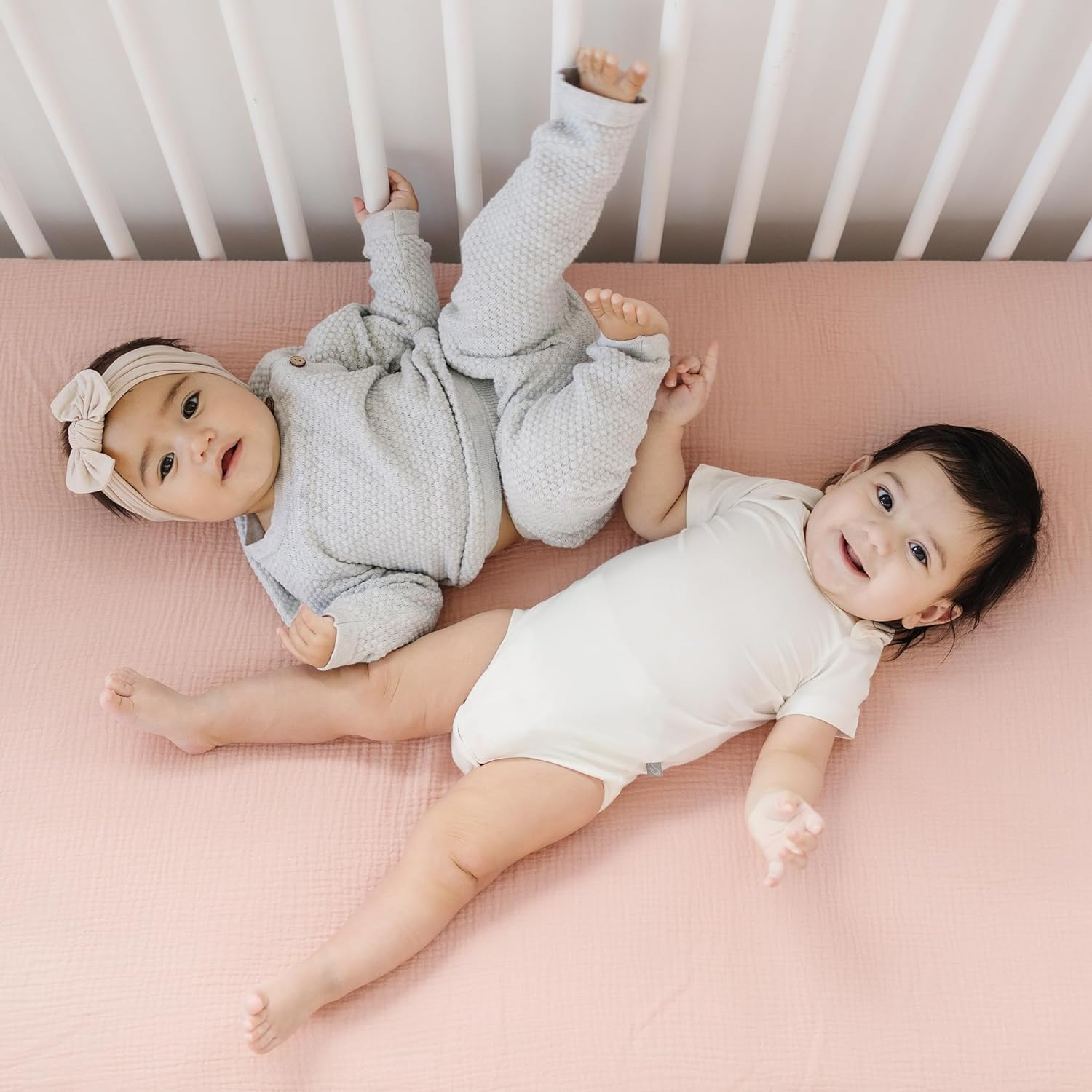 Zoney Muslin Fitted Crib Sheets 100% Cotton Baby Crib Sheets for Standard Crib Mattress (28 X 52 Inches), Soft and Breathable for Boys, Girls,Baby Crib Sheets，71 * 133Cm (Pink) - Pink image number 6