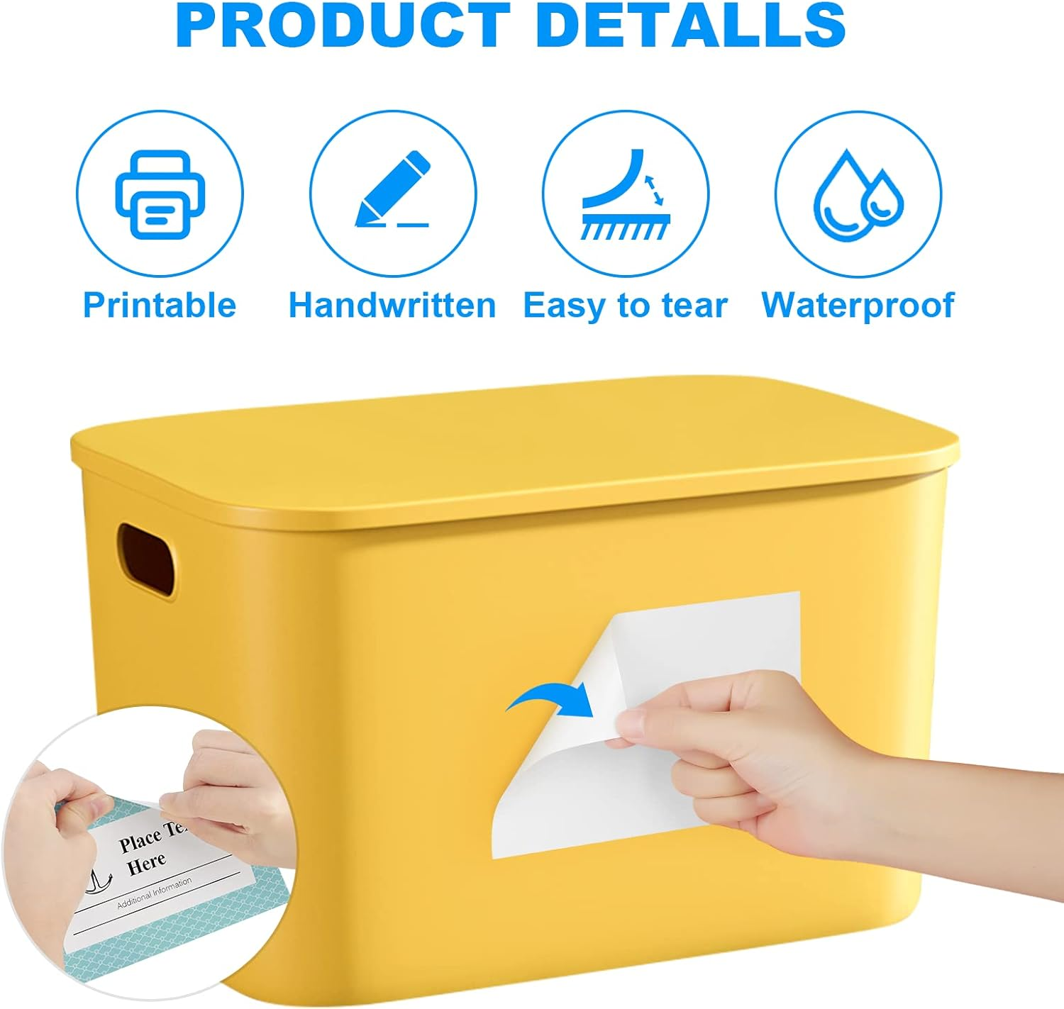 Maxgear 4X6 Inch Removable Labels 100 Sheets, Water/Oil/Tear Resistants No Residue for Home Packing Box and Storage Bins, Matte White Paper Sheets, Permanent Strong Adhesive, Dries Quickly image number 3