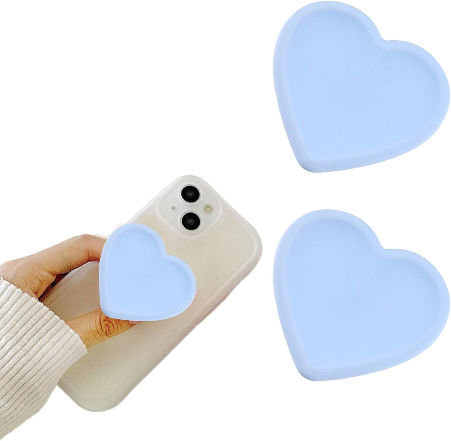 Heart-Shaped Silicone Mobile Phone Grip Stand,Rookii Collapsible Cellphone Finger Grip Holder for Smartphone Tablet Cell Phone Accessory (Purple)