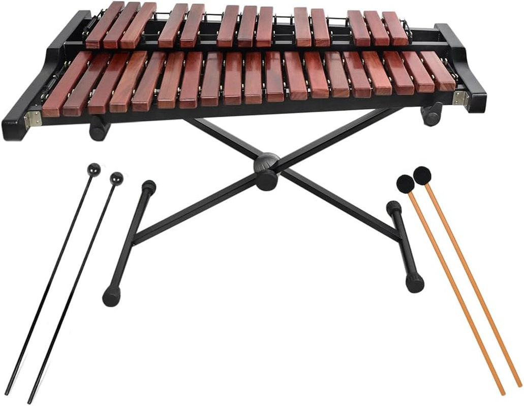 Voodans 32 Note Xylophone Professional Wooden Glockenspiel Xylophone with Mallet and Adjustable Stand image number 5