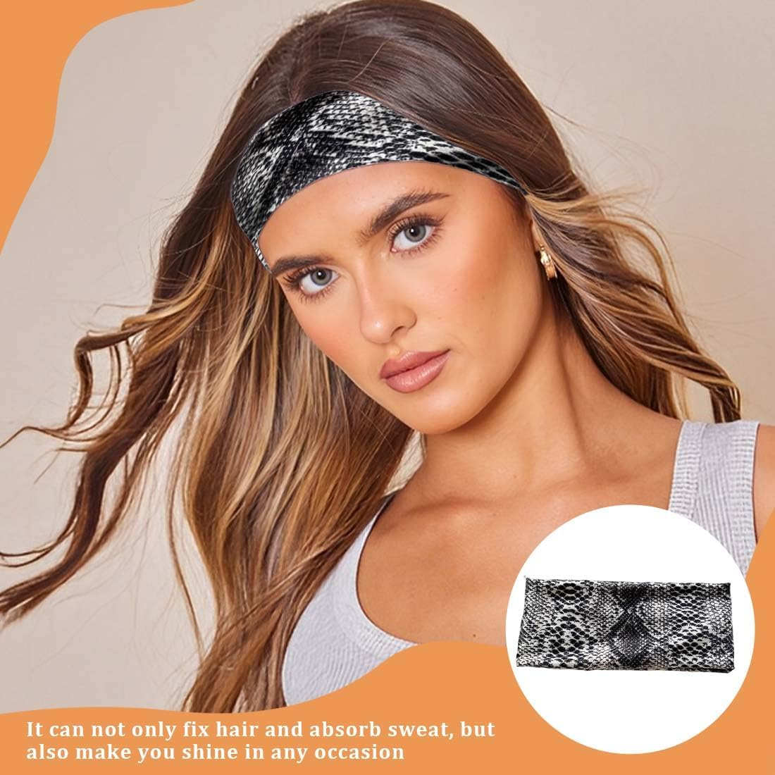 KEMUZ Pack of 6 Women'S Sports Headbands, Non-Slip & Breathable Hair Bands with Leopard Boho Print Headbands, Black Headbands, Thin Headband for Yoga, Running, Gym and Summer Hair Accessories image number 3
