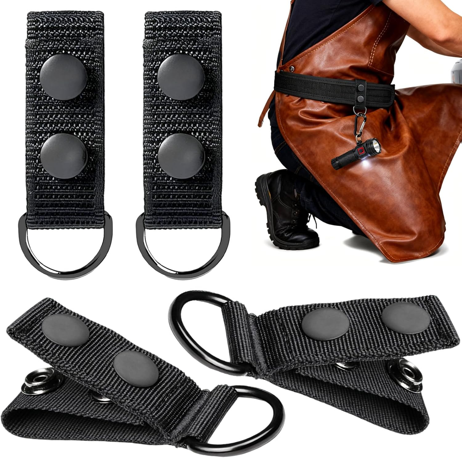 Duty Belt Keepers, 4 Pieces Belt Key Holder, Heavy Duty Strap Clips with Closure for Gear Organization, for Men Enforcement Officers Security Correctional Plumbing Mechanics Outdoor Work image number 5