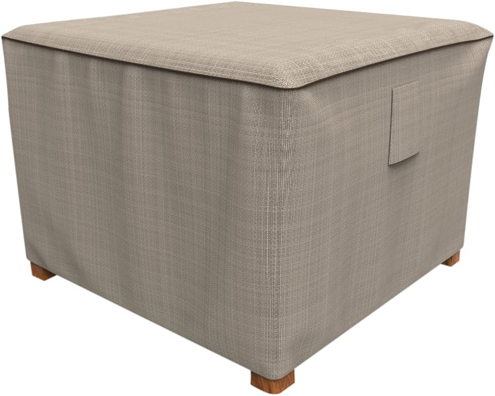 Budge P4A06PM1 English Garden Square Patio Table/Ottoman Cover Heavy Duty and Waterproof, Medium, Tan Tweed