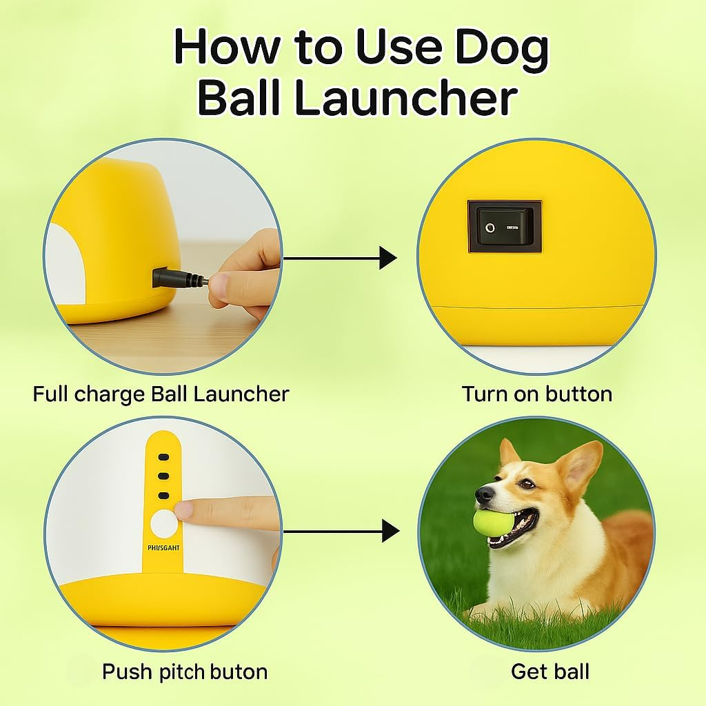 COZYVISTA - Automatic Dog Ball Launcher for Small Dogs &ndash; Interactive Pet Ball Thrower with 6 Balls, USB Rechargeable, 3 Distance Settings &ndash; Indoor & Outdoor Dog Toy &ndash; Compact & Durable ABS Design image number 2