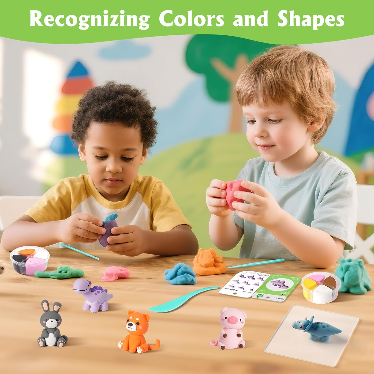 Air Drying Clay Set - Kids Modelling Clay,12 Animals DIY Molding Clay Art Crafts Set,Non-Stick,Soft Ultra-Light, Safe Non-Toxic,Sculpting Tools and Tutorials, Toys Gifts Boys Girls 3+ (Cute Animals) image number 6