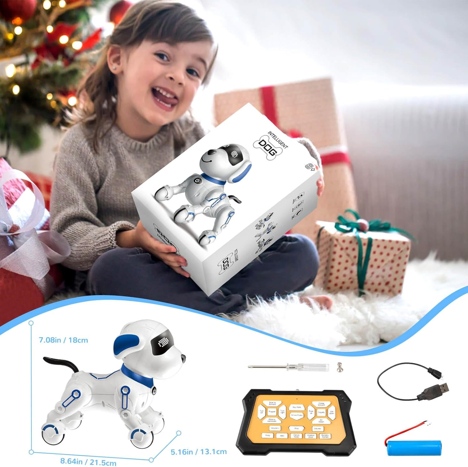 Robot Dog Toys for Kids 8 9 10 11 12, Remote Control Dogs, Robot Dog for Kids 8-12, Pet Robotic, Electric Dog Toy, Robotic Dogs, Toys for 5 6 7 8 9 10 11 12 Years Old Boys Girls, Blue, Y878