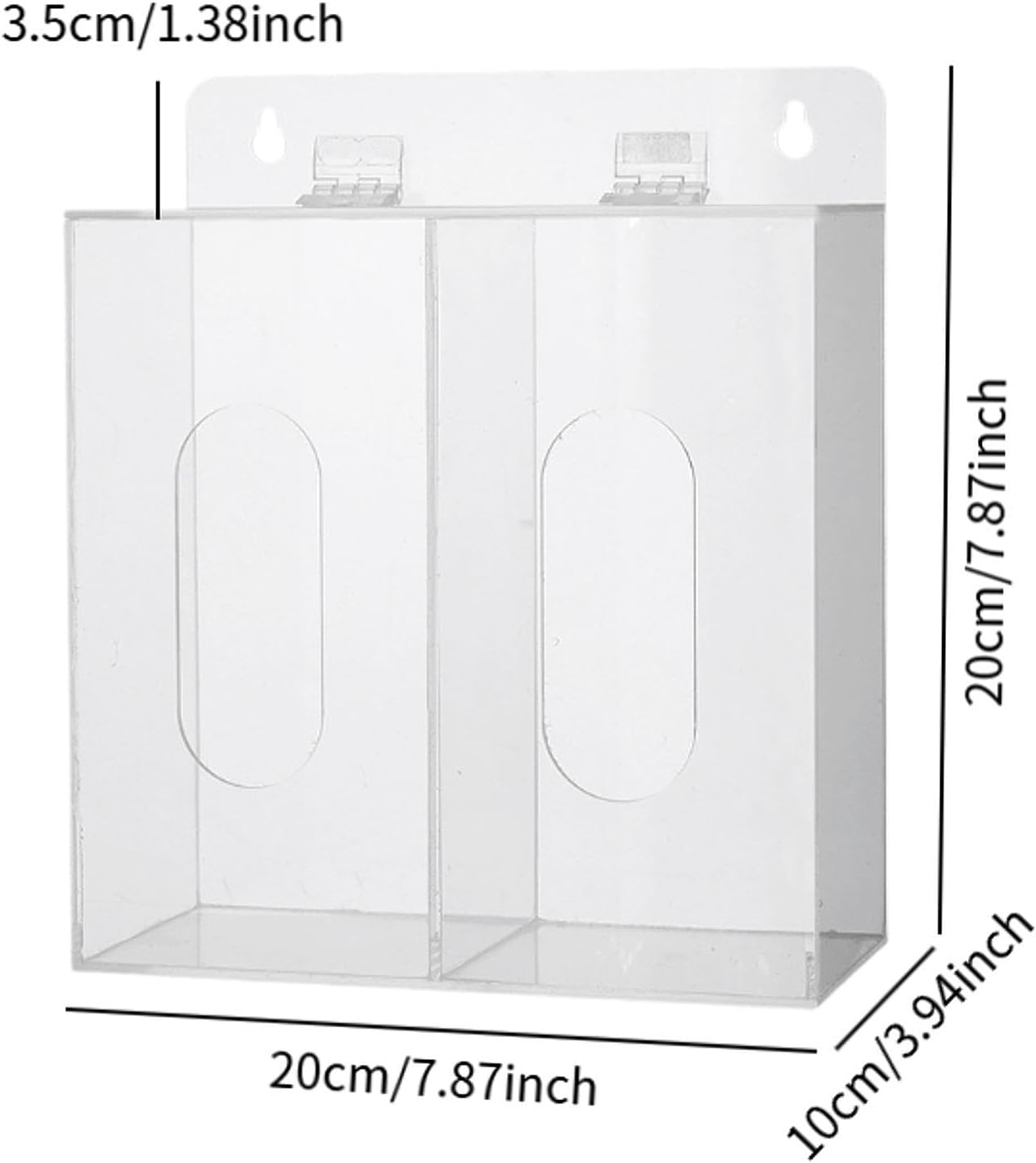 Acrylic Gloves Dispenser Holder Clear Storage Container with Lid Wall Mount Box for Shoe Cover Beard Covers Gloves Lab, 2 Grids image number 5