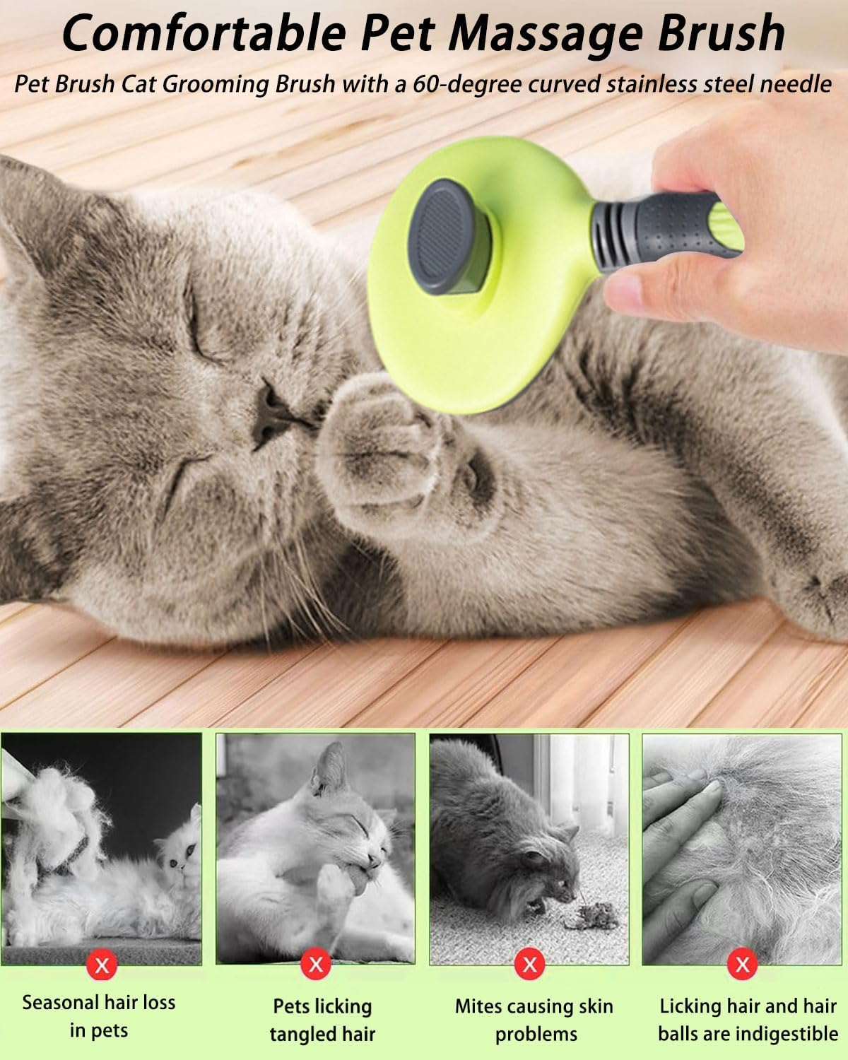 1 X Dog Brush, Cat Brush, Pet Brush, Undercoat, Dog Brush, Cat Brush for Long Hair and Short Hair, Clean Pet Hair from the Brush with One Button image number 1
