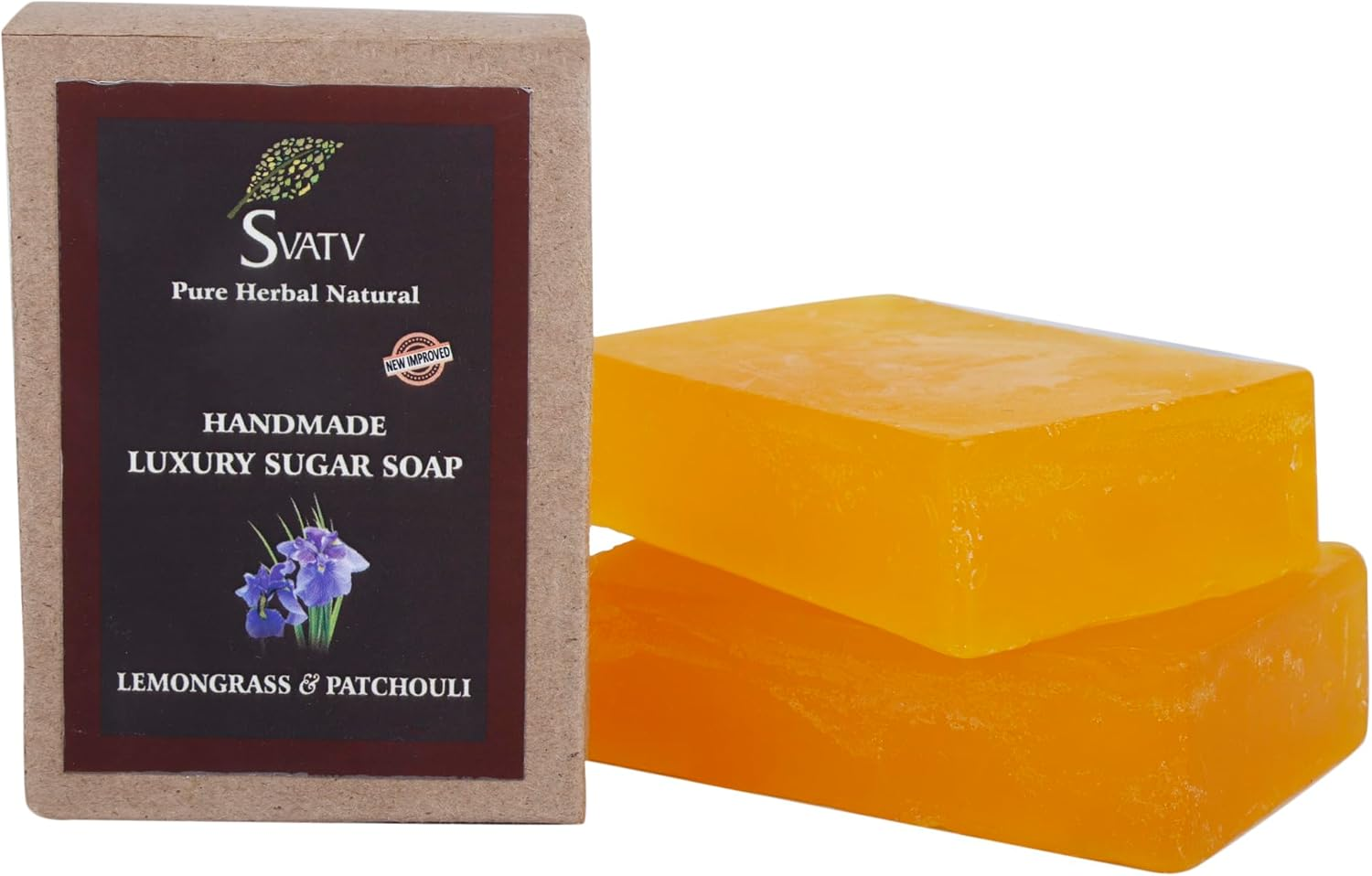 SVATV Handcrafted Soap with Natural, Soothing Herbs of Lemongrass & Patchouli, Moisturized Skin - Traditional Ayurvedic Herbal Body Soap Bars for Men & Women, All Skin Types 125G X2 Bars image number 1