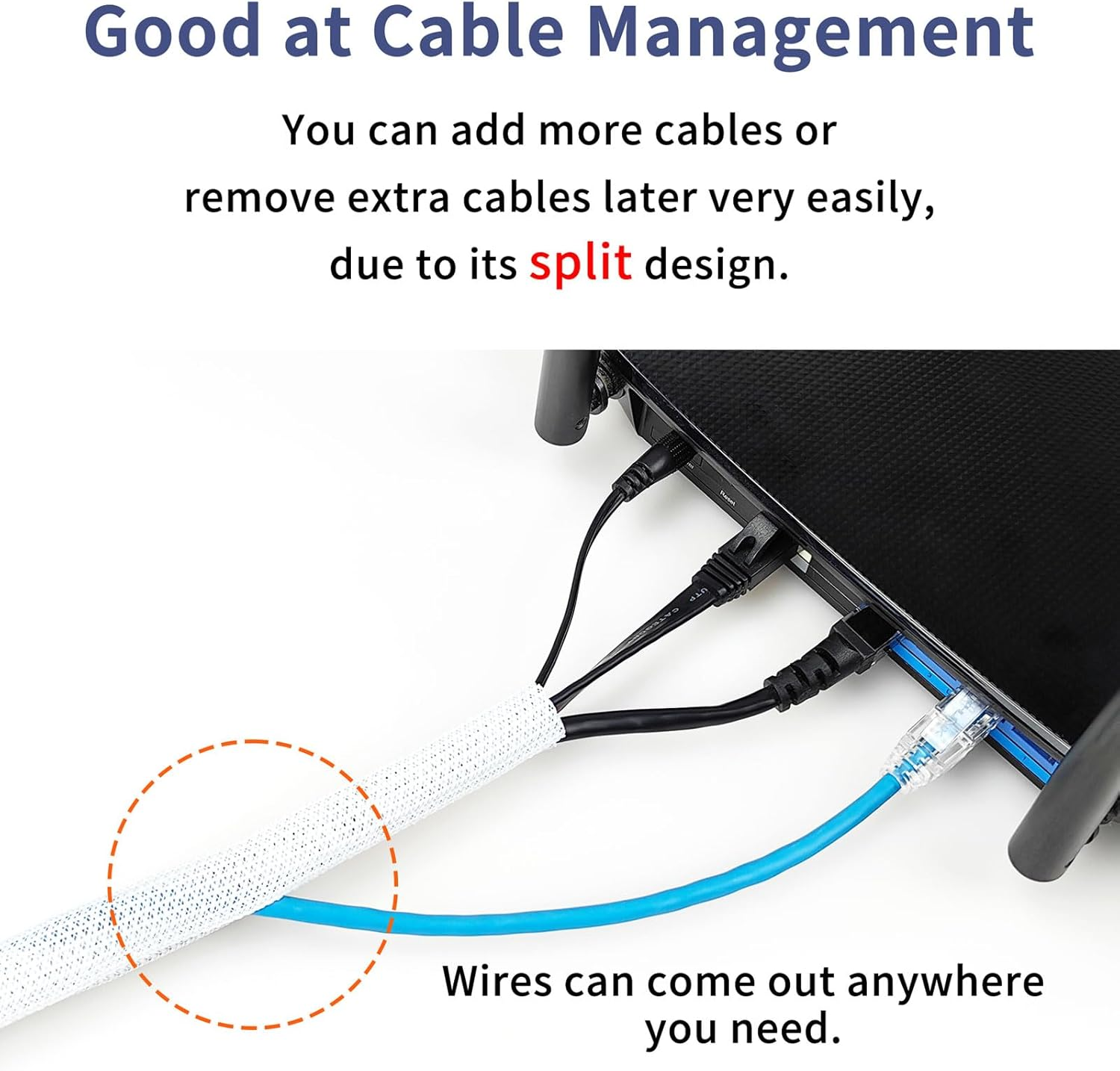 SONATURE Cable Management, 10Ft - 2/3 Inch Wire Loom, Self-Wrap Cable Organiser, Braided Cable Sleeve with 14 Reusable Cable Ties Included, Cord Organiser for Tv/Audio/Pc/Automobile at Home/Office