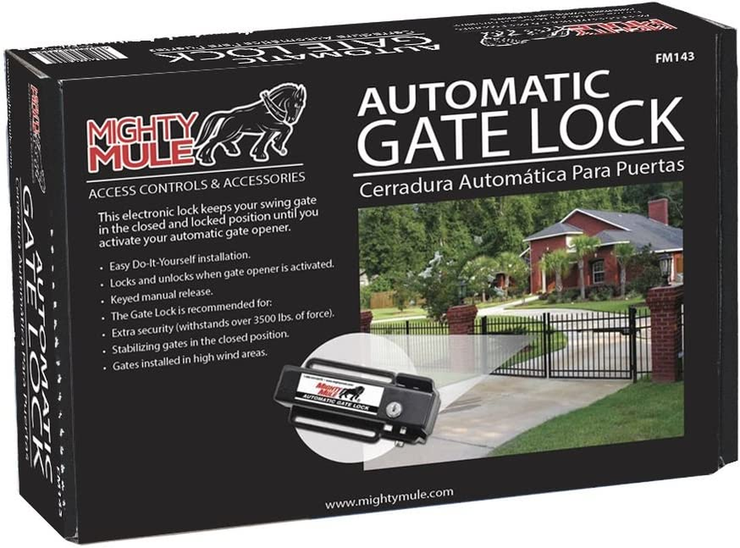 Mighty Mule Automatic Gate Lock (FM143) for Automatic Gate Openers, Black