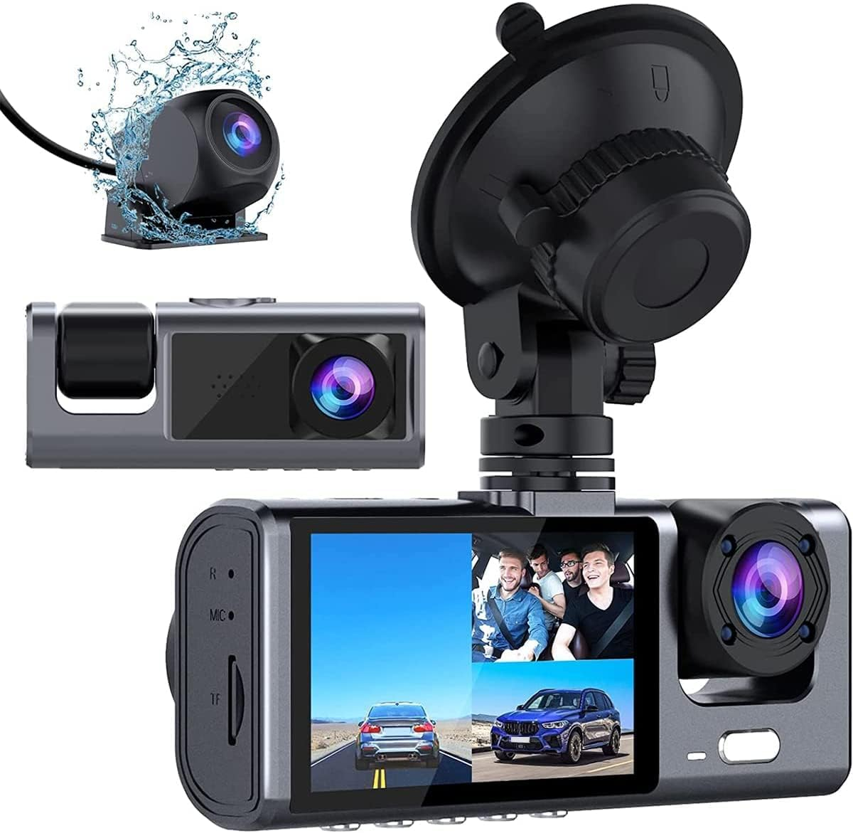Dual Dash Cam 1080P 720P Front and Rear Car Recorder Dashcam for Cars with IR Night Vision 3 Channel 160 Degree HD Car Driving Camera Dashboard Cameras Support 32GB Max image number 4