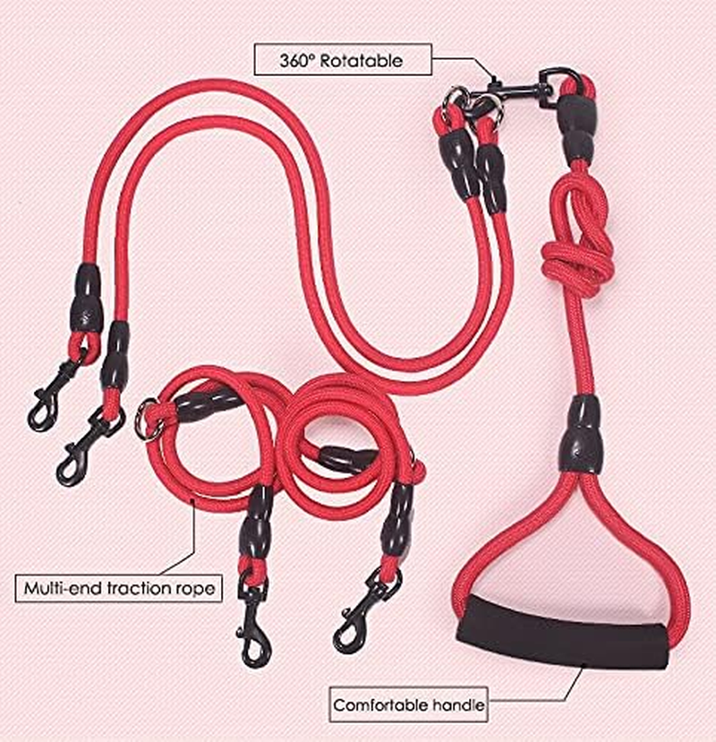 Dog Double Leads Nylon Dog Lead Splitter No Tangle Dual Leash Coupler Lead Two Dogs 1 Pcs (80 Cm + 70 Cm) No Tangle 360&deg; Swivel Rotation Dual Strong Lead for 2 Dogs for Dag Walking and Training
