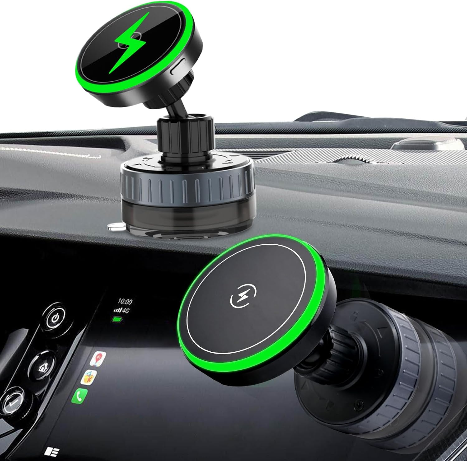 360&deg; Rotating Vacuum Suction Phone Holder, 15W Charge Magnetic Car Mount with Suction Cup for Dashboard & Windshield for Phone & Tablet, Includes Magnetic Ring for Non Magnetic Device image number 1