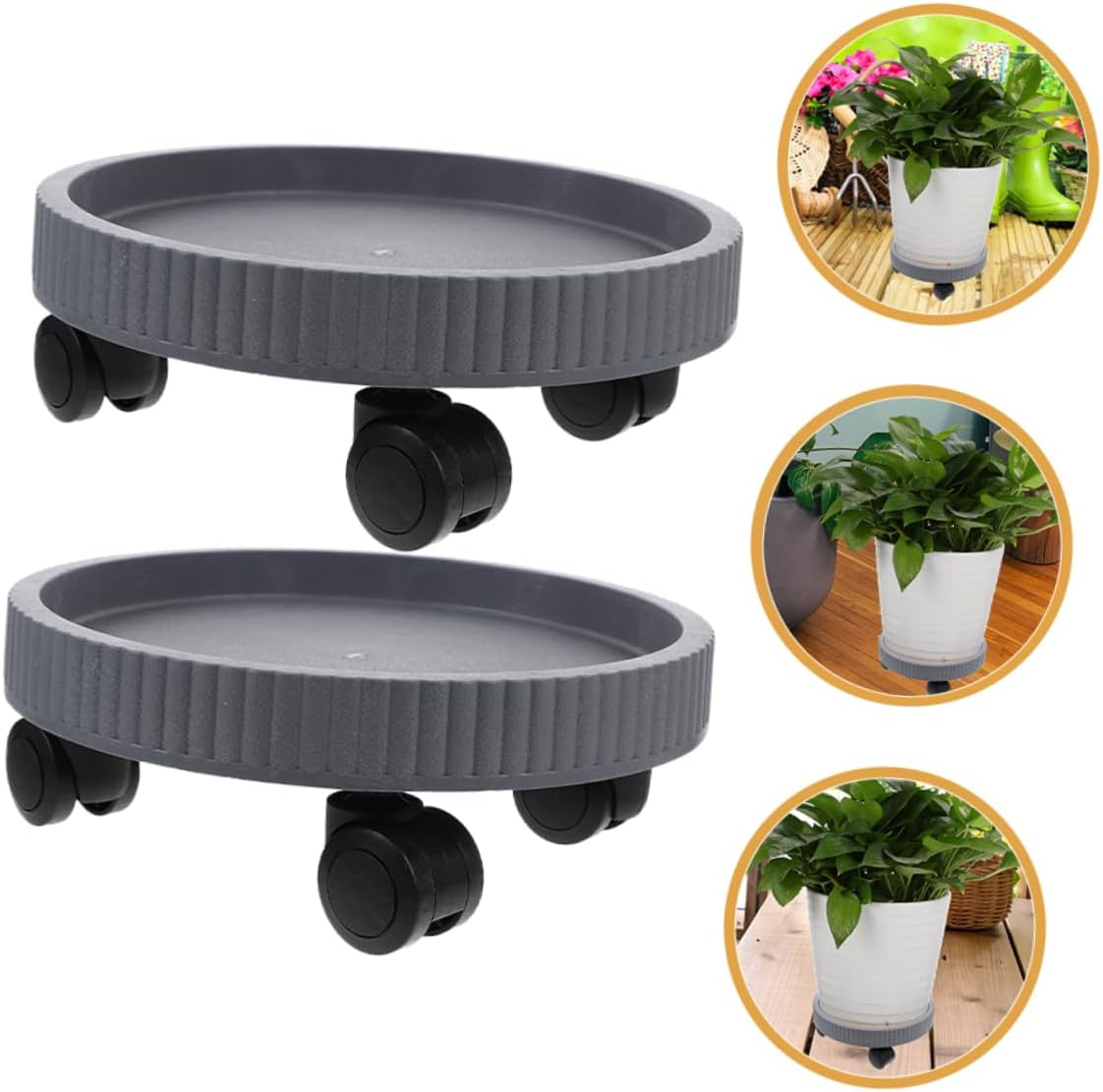 SUPVOX 2Pcs Thickened Mobile Roller Pallet Plastic Gardening Pot Tray Flowerpot Holder Wheels for Indoor Plants Plant Stand image number 4