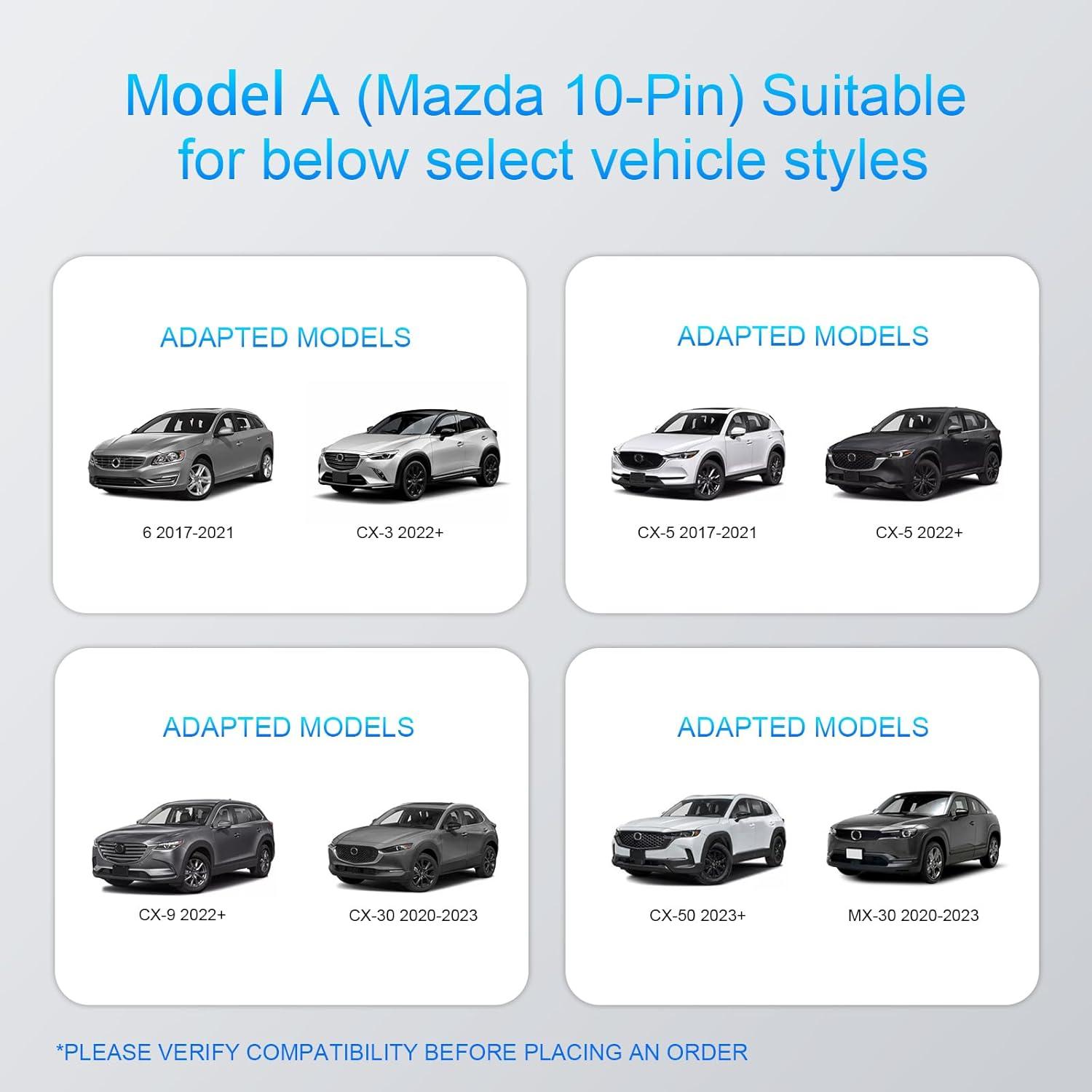 Dashcam Power Adapter 10 Pin (Model A) Custom for Mazda 6 CX3 CX5 CX5 CX9 CX30 CX50 MX30 and More,Gps Radar Mirror Camera,Connects to Auto Dimming Plug (Hidden in Sensor Shroud) image number 2