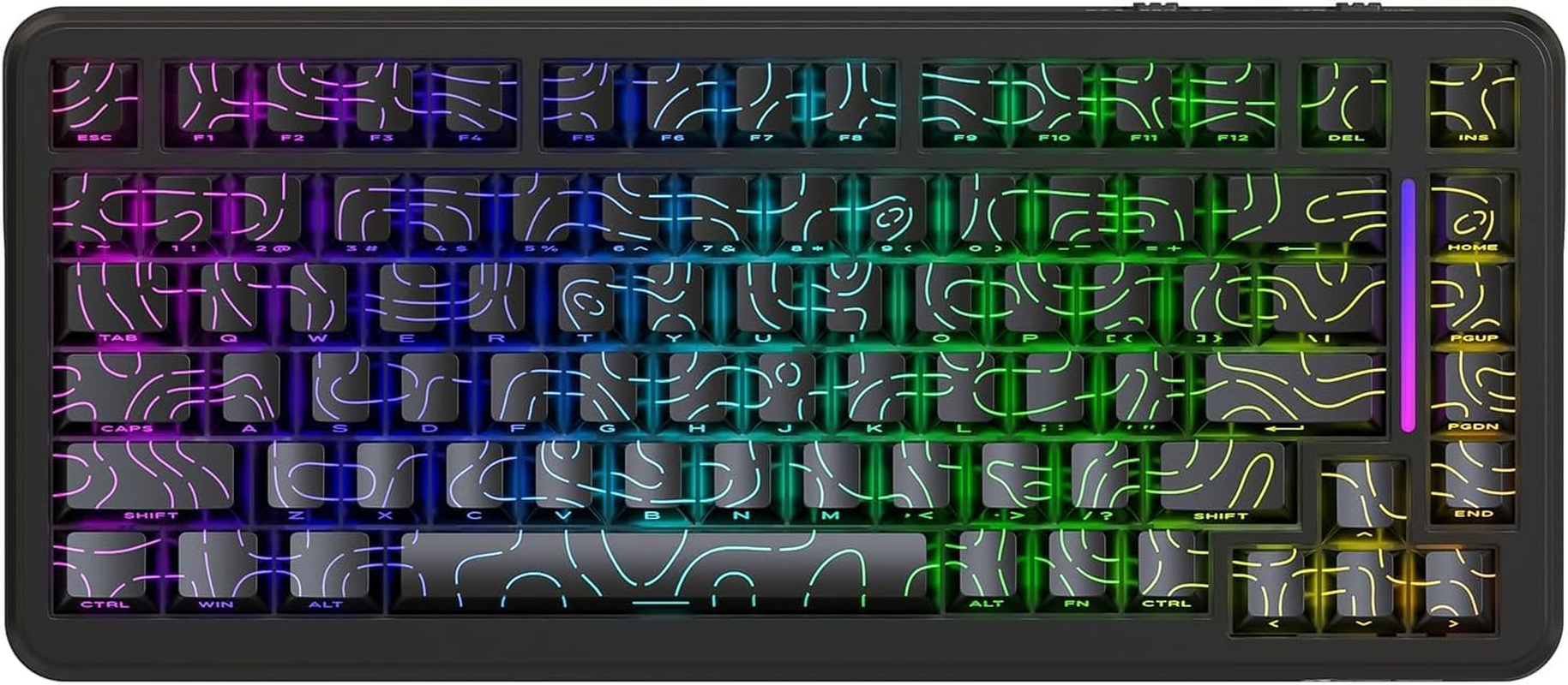 ATTACK SHARK X82 PRO HE Wireless Rapid Trigger RGB Mechanical Gaming Keyboard with Adjustable Actuation,2.4G/Wired/Bt,8K Polling Rate,Hall Effect Magnetic Switch,5000Mah Battery for Fps(Black Contour)