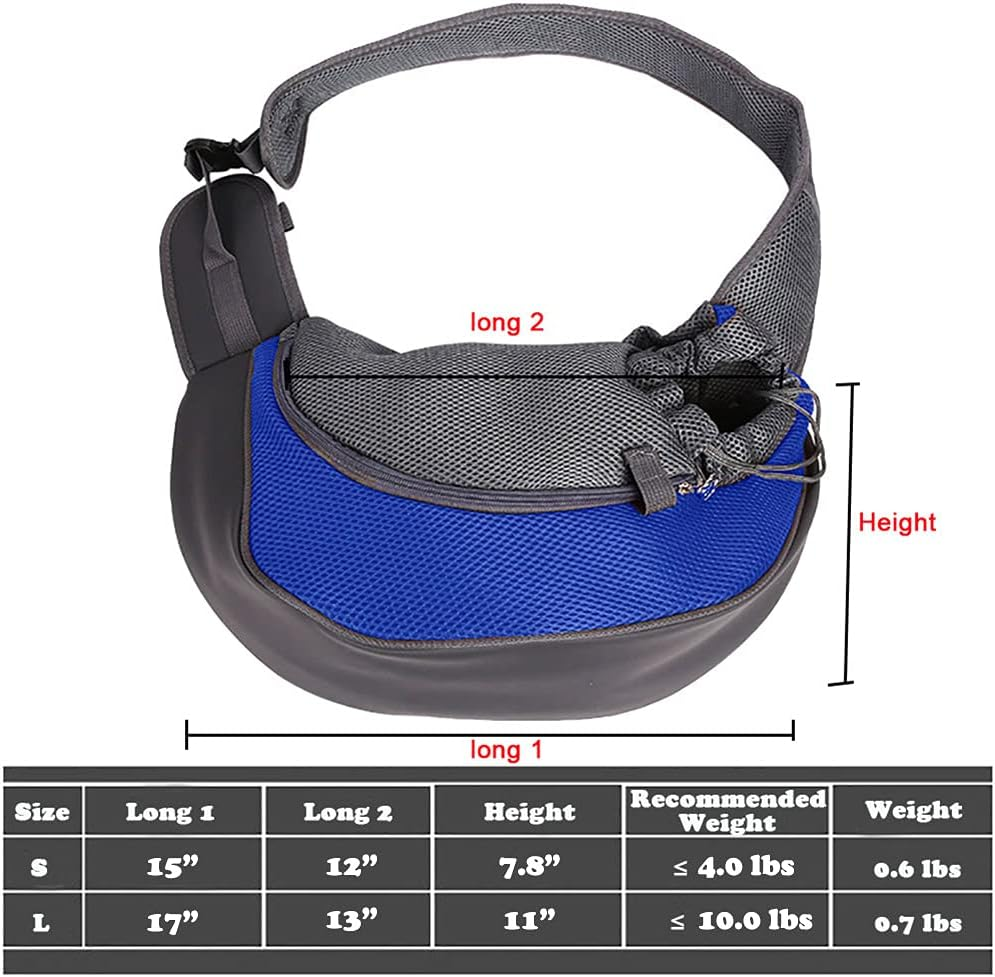 Pet Dog Sling Carrier, Breathable Mesh Portable Travel Safe Pet Sling Shoulder Bag Carrier with Adjustable Non-Slip Shoulder Strap for Small Dogs Cats Puppy