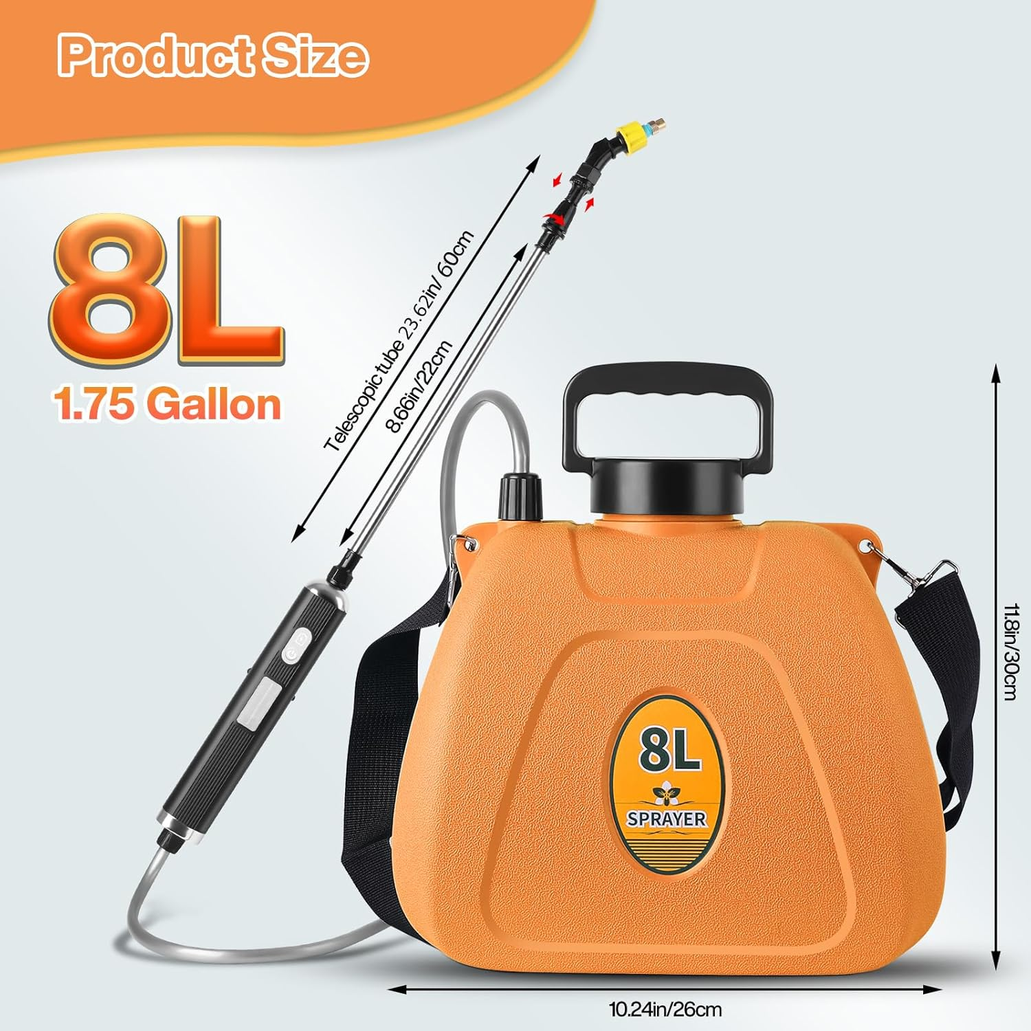 8L Electric Garden Sprayer, Shoulder-Type Electric Watering Pot Air Humidification Portable Spray Multifunctional Gardening Irrigation Home image number 6