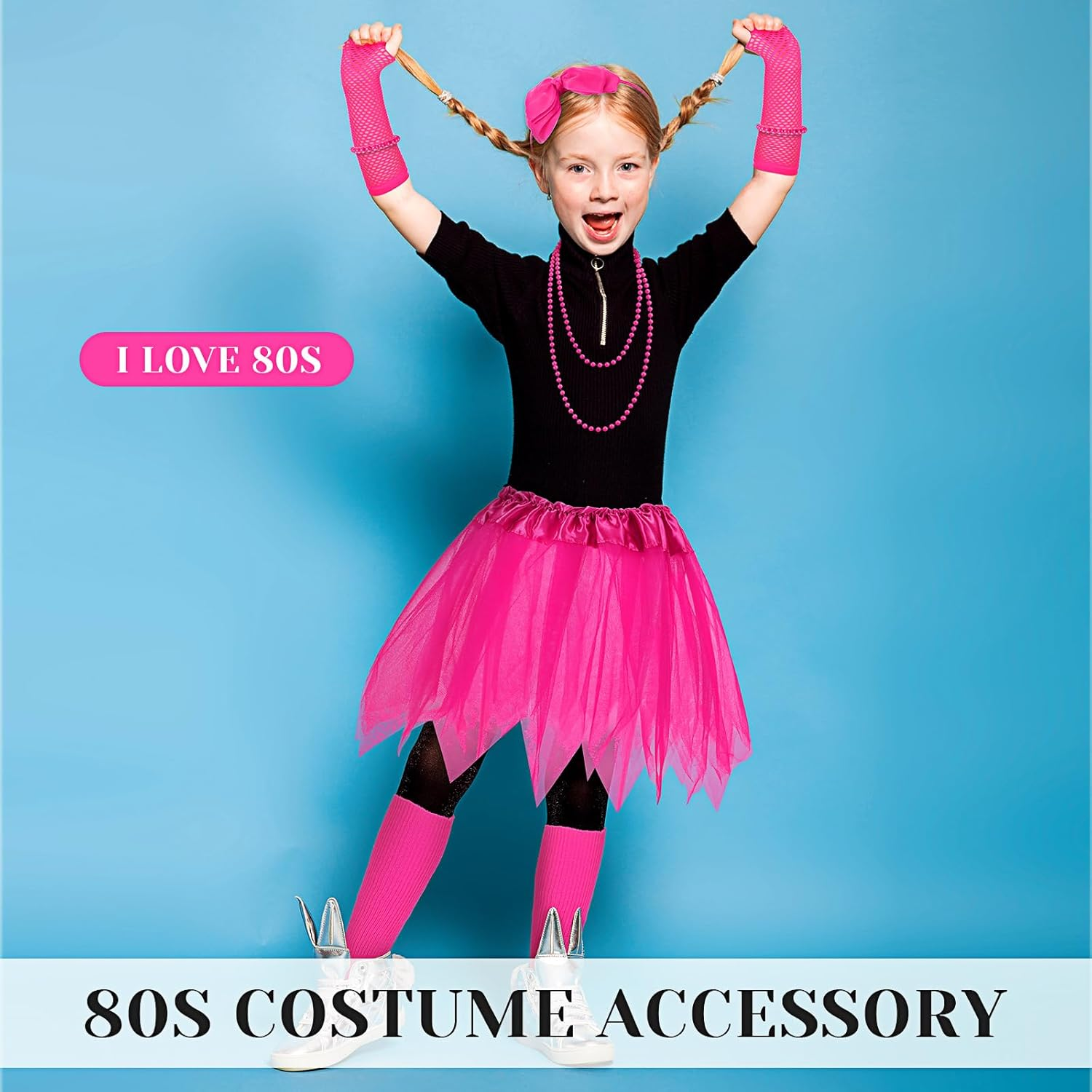 Boyiee 10 Pcs 80S Costume Accessories for Girls 80S Outfit Christmas Costume for Kids Cosplay 1980S Theme Retro Party image number 2