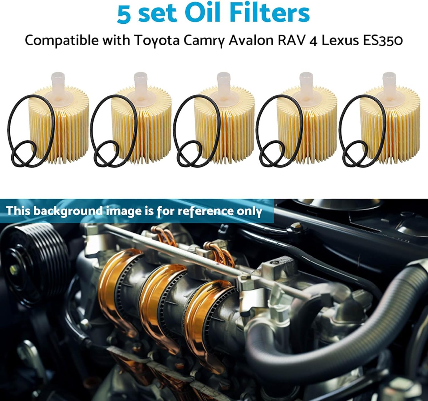 5PCS Engine Oil Filter Suitable for Toyota Camry Kluger RAV4 Lexus Is300H, Replaces# 04152-YZZA1 image number 3