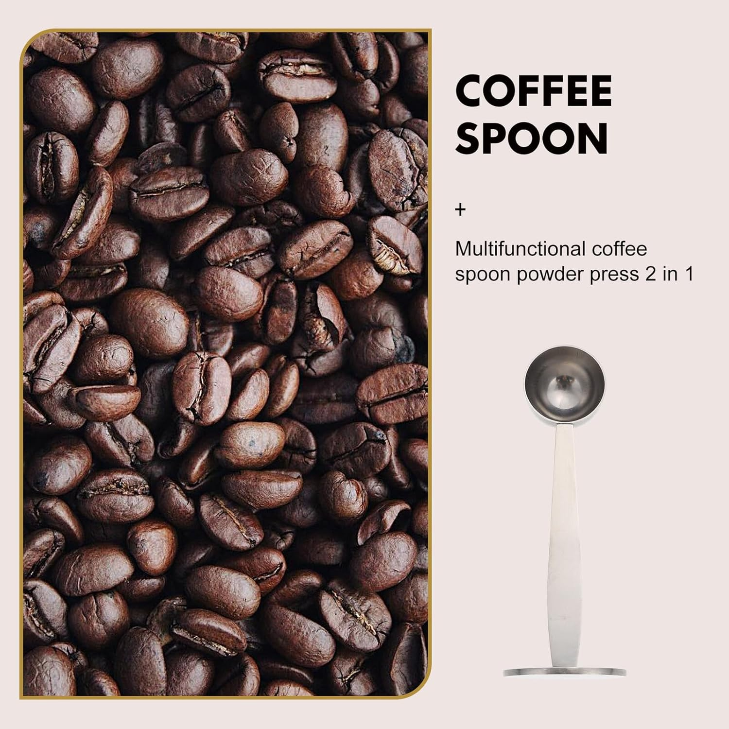 JECOMPRIS One Coffee Spoon Tamper Stainless Steel Dual-Head Espresso Press Fresh Ground Coffee Compact Tool Home Cafe image number 6